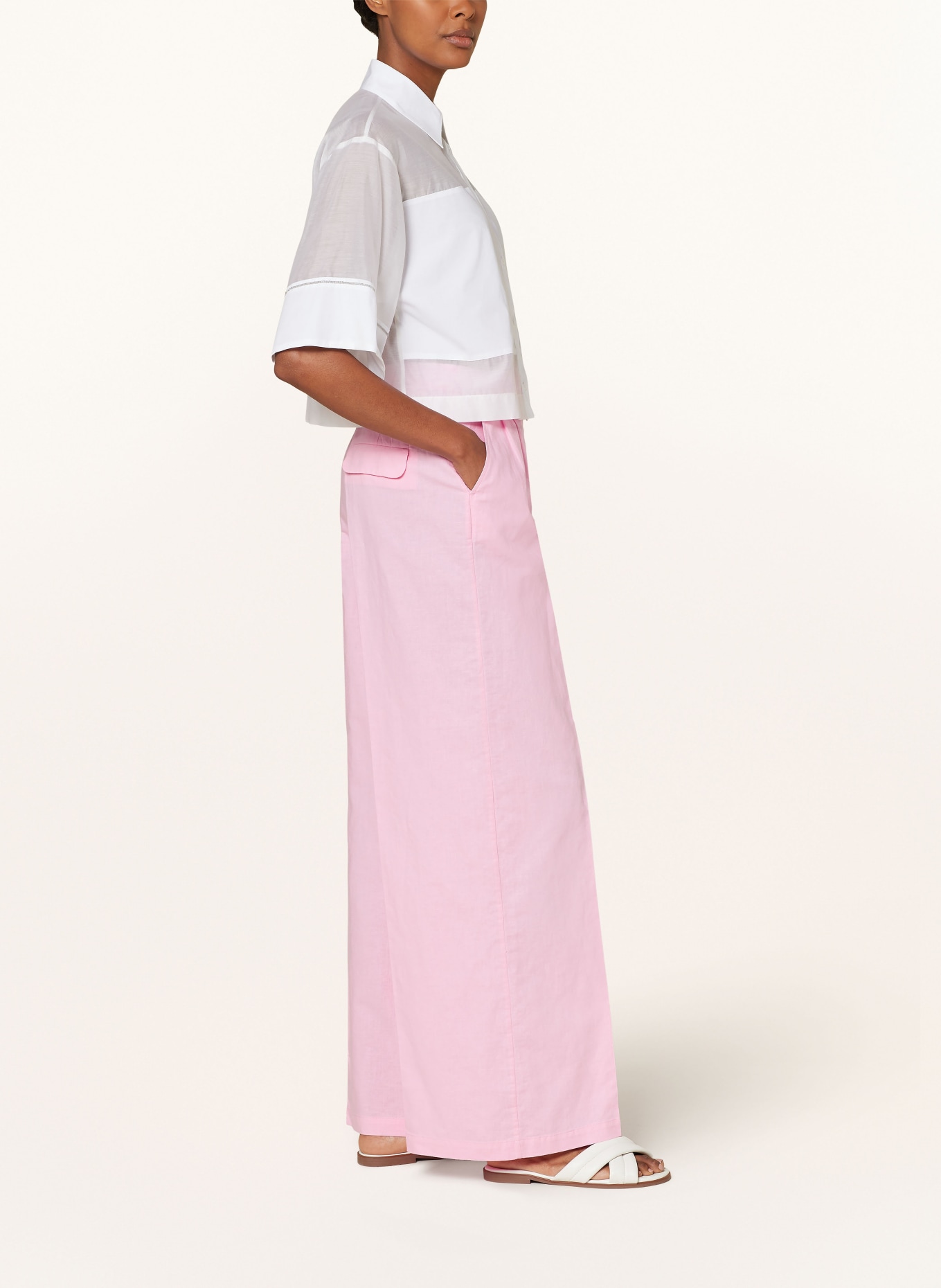 HERZEN'S ANGELEGENHEIT Wide leg trousers with linen, Color: PINK (Image 4)