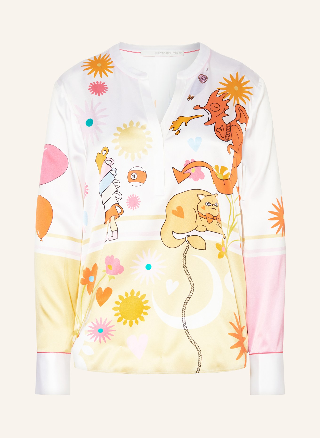 HERZEN'S ANGELEGENHEIT Shirt blouse in silk, Color: WHITE/ ORANGE/ LIGHT PURPLE (Image 1)