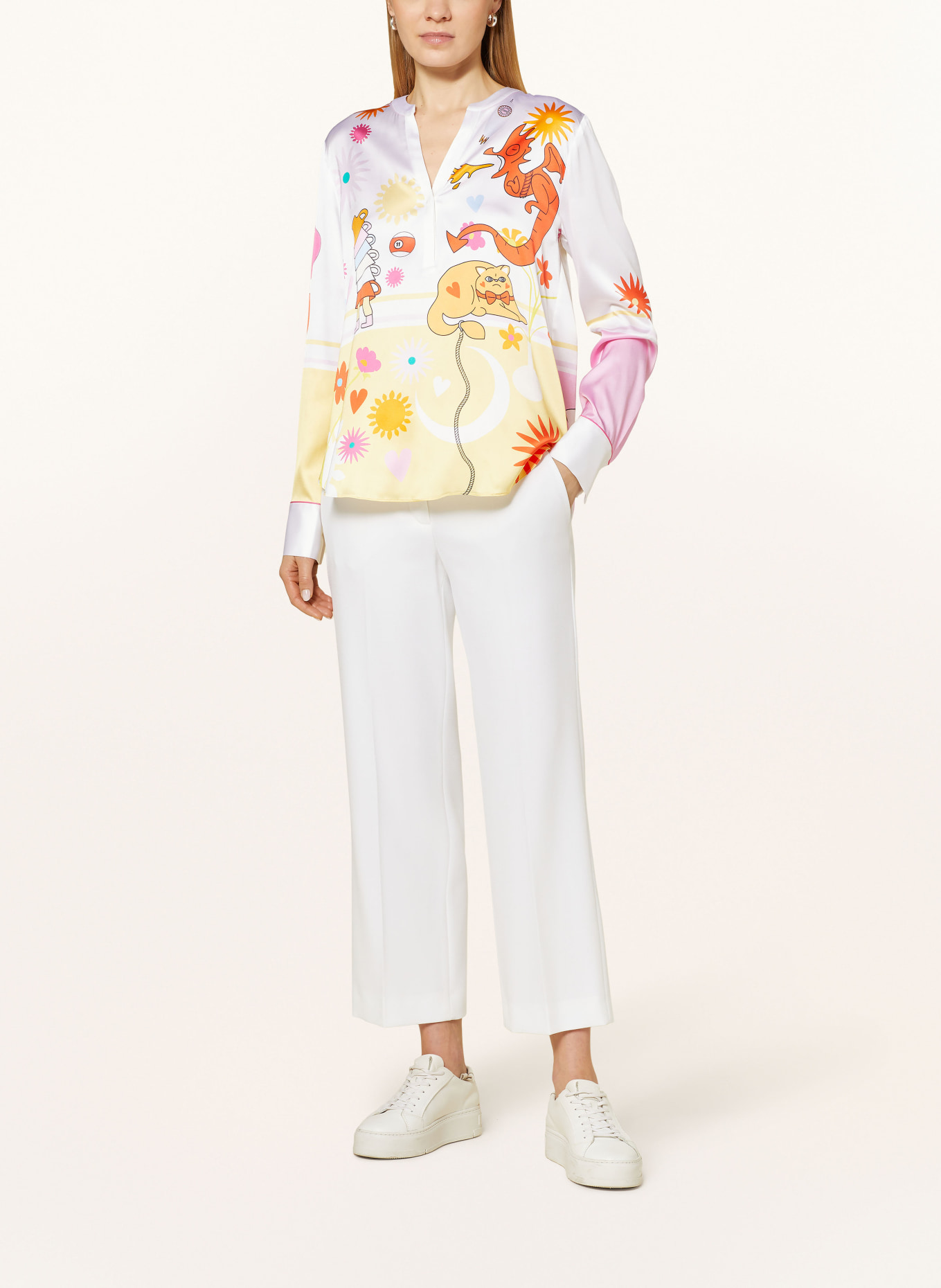 HERZEN'S ANGELEGENHEIT Shirt blouse in silk, Color: WHITE/ ORANGE/ LIGHT PURPLE (Image 2)