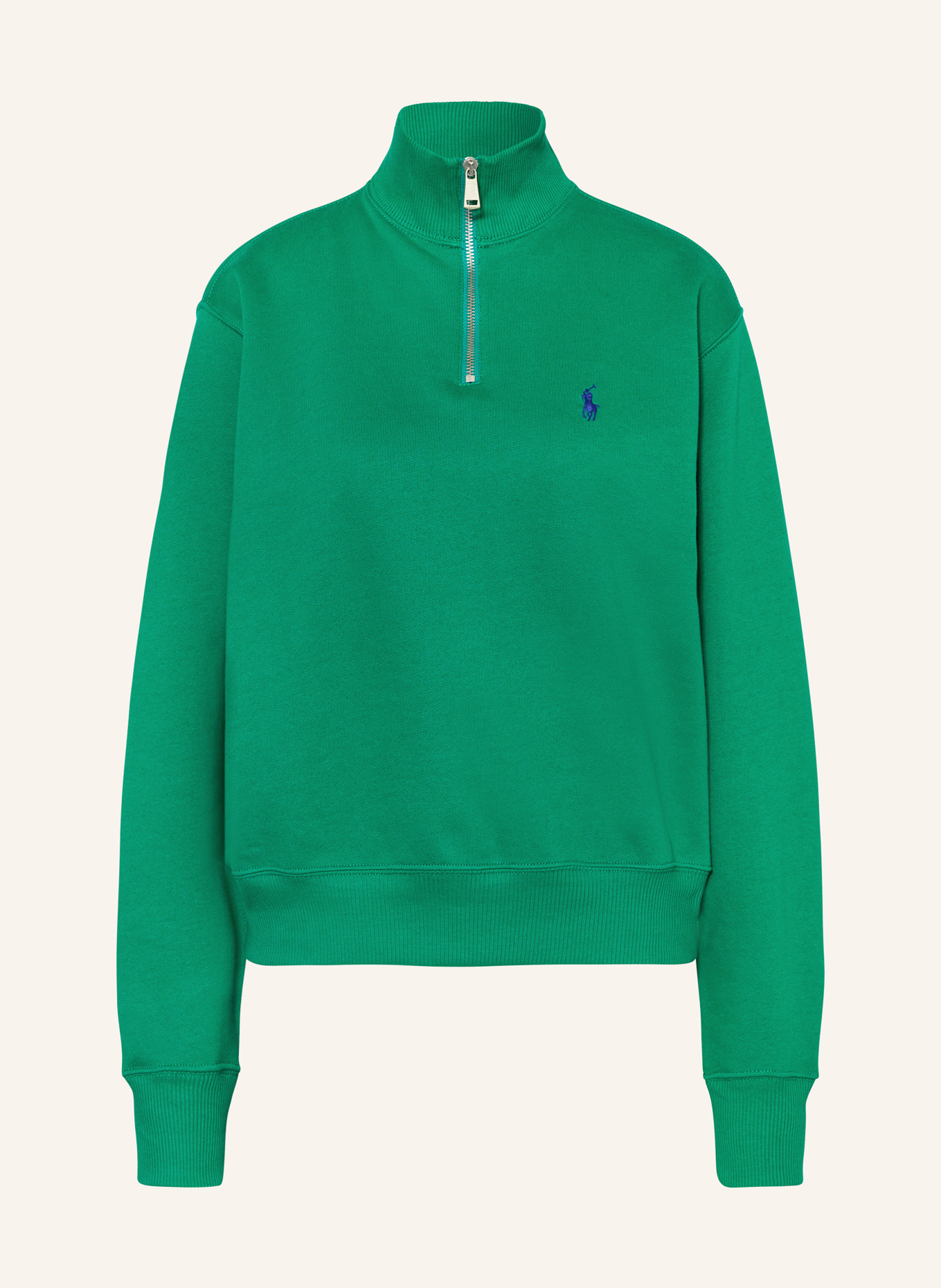 POLO RALPH LAUREN Half-zip sweater in sweatshirt fabric, Color: GREEN (Image 1)