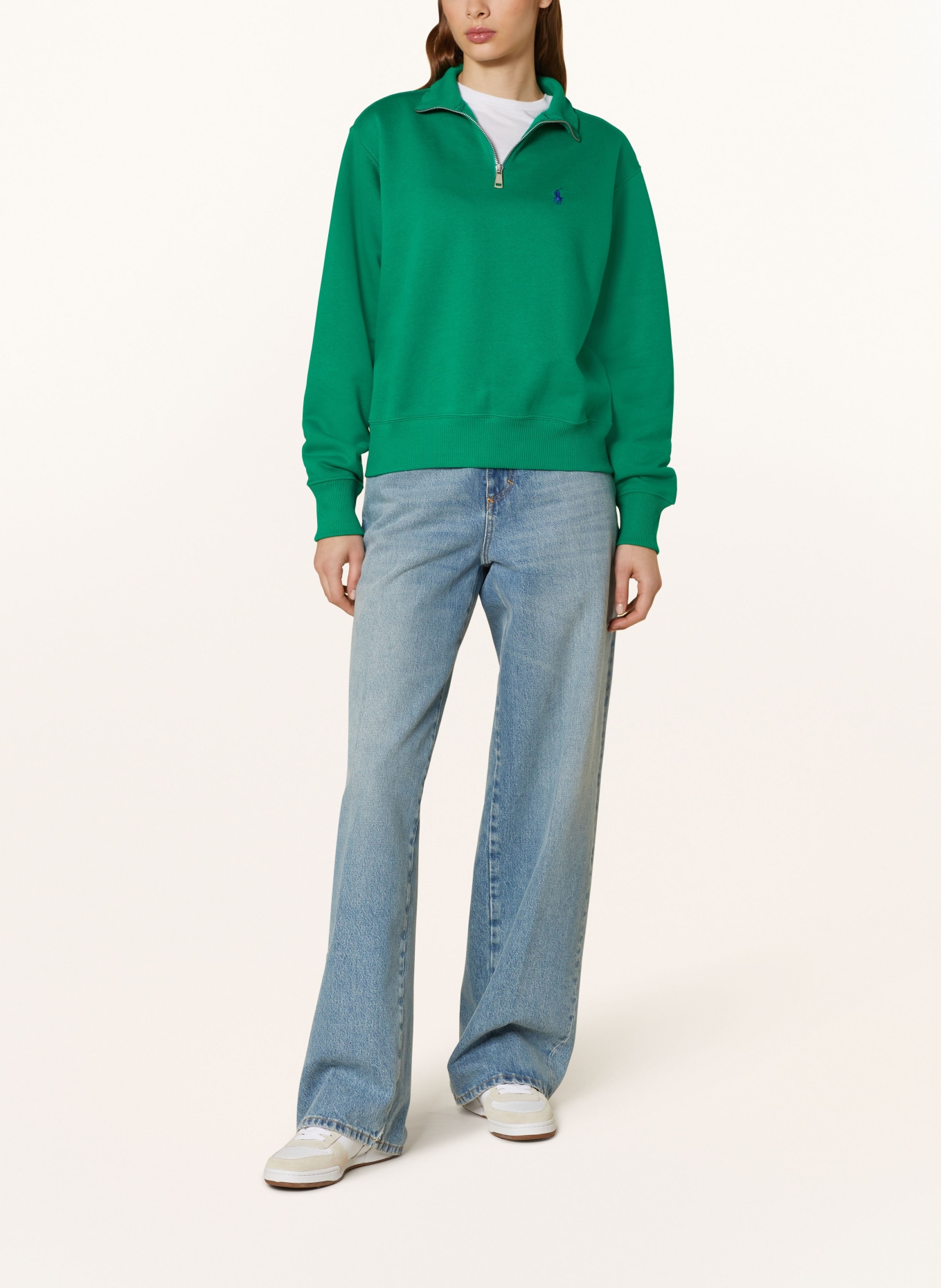 POLO RALPH LAUREN Half-zip sweater in sweatshirt fabric, Color: GREEN (Image 2)