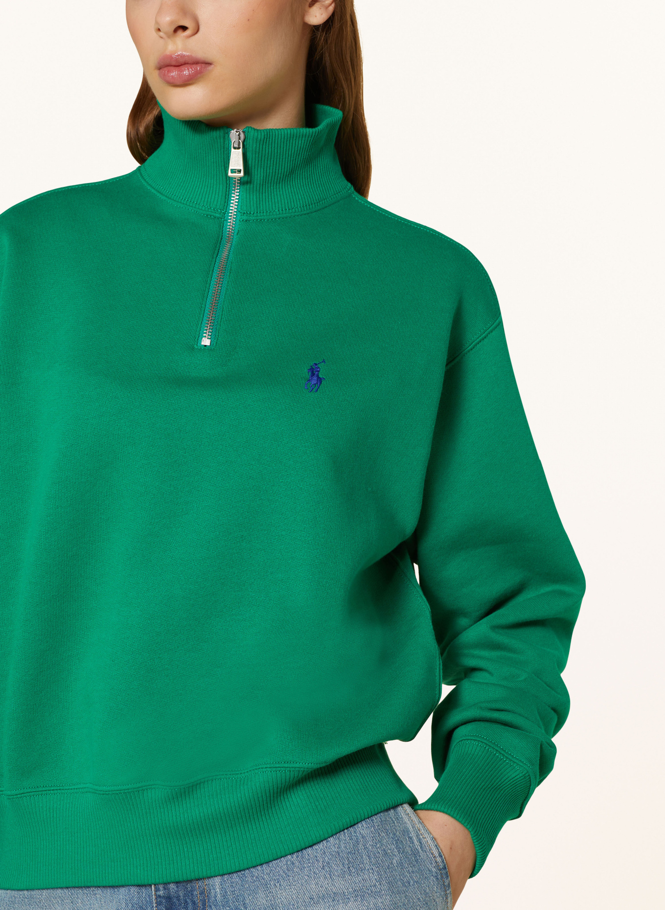 POLO RALPH LAUREN Half-zip sweater in sweatshirt fabric, Color: GREEN (Image 4)