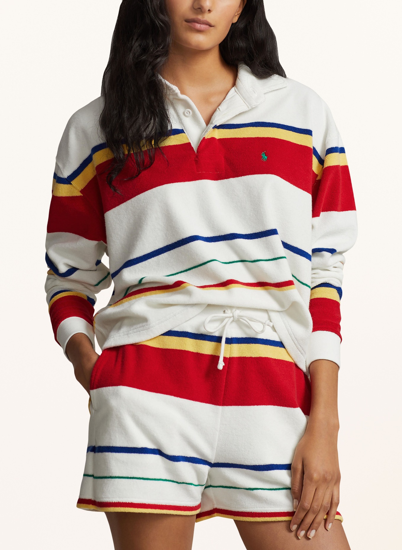 POLO RALPH LAUREN Terry cloth polo shirt, Color: WHITE/ RED/ YELLOW (Image 4)