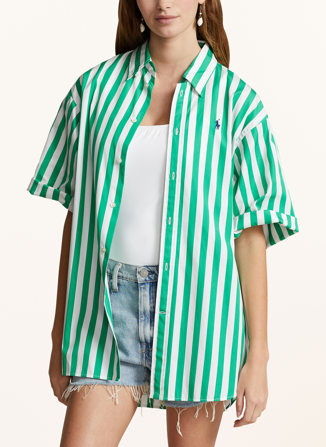POLO RALPH LAUREN Shirt blouse, Color: GREEN/ WHITE (Image 4)