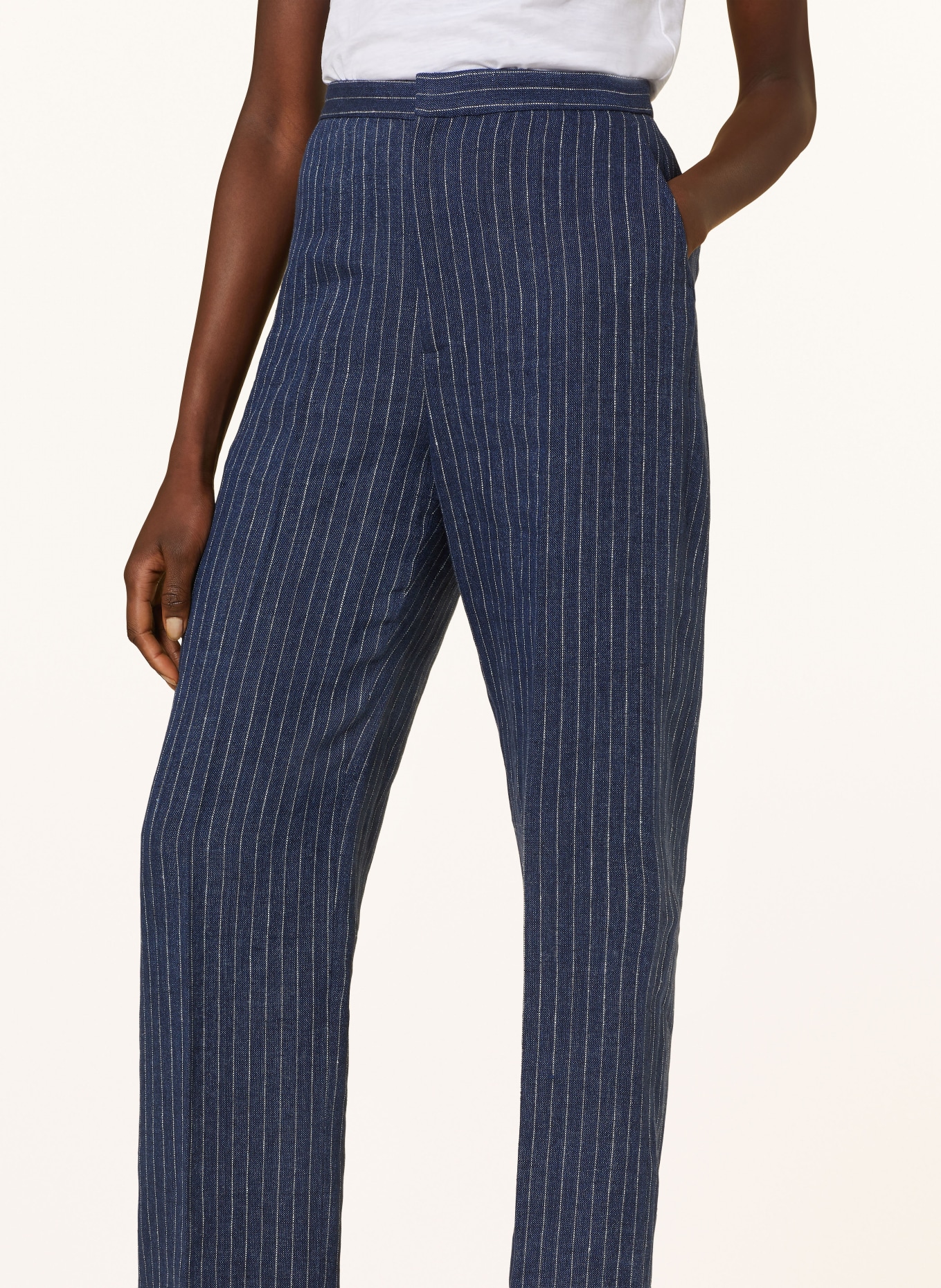 POLO RALPH LAUREN Linen trousers, Color: DARK BLUE/ CREAM (Image 5)