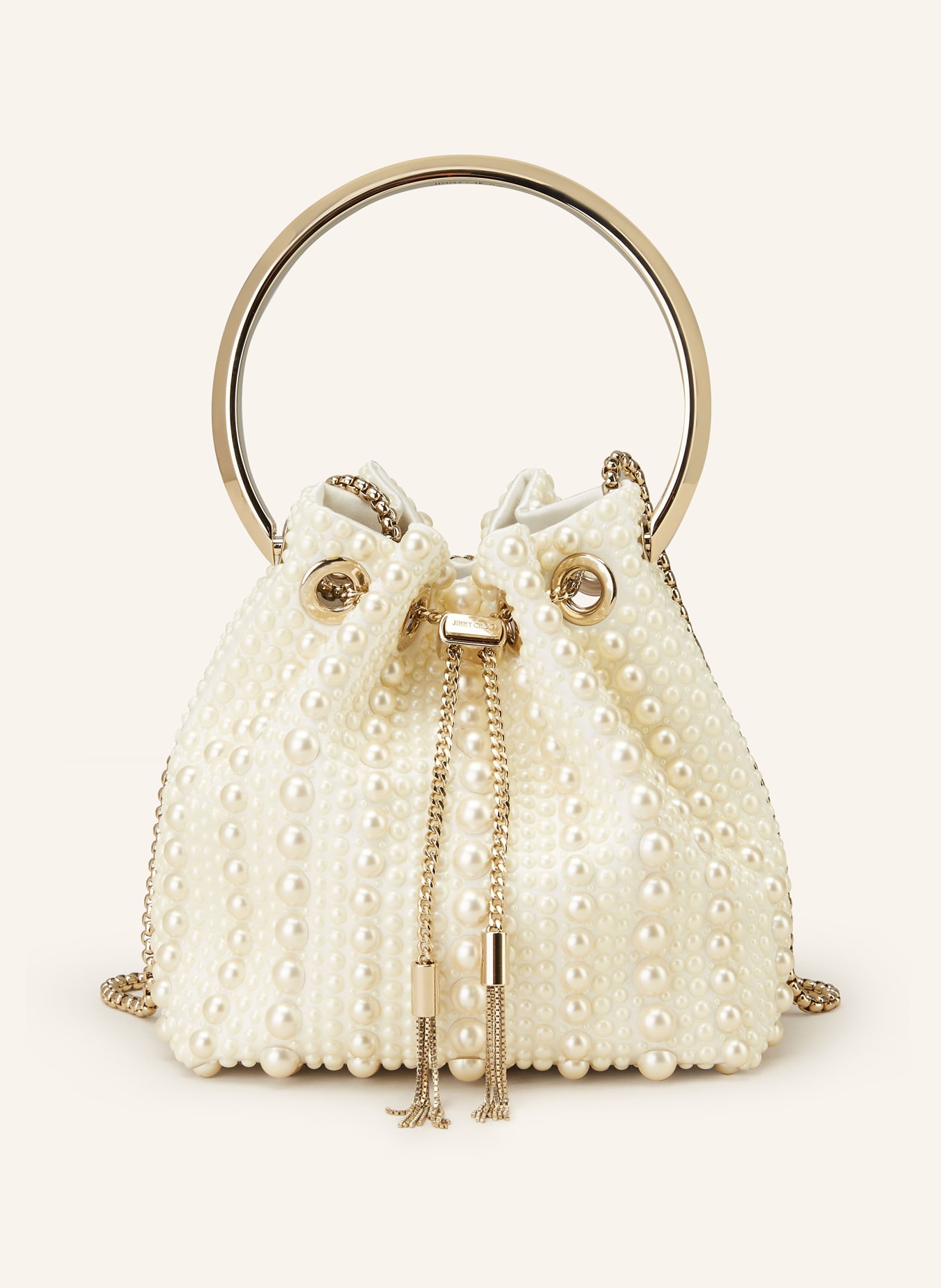 JIMMY CHOO Handbag BON BON with decorative beads, Color: ECRU (Image 1)
