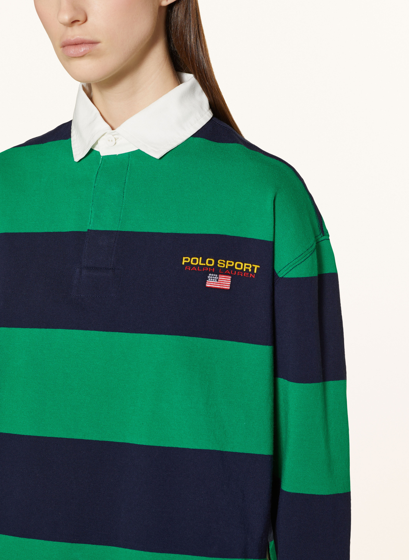POLO SPORT Jersey polo shirt, Color: DARK BLUE/ GREEN (Image 4)
