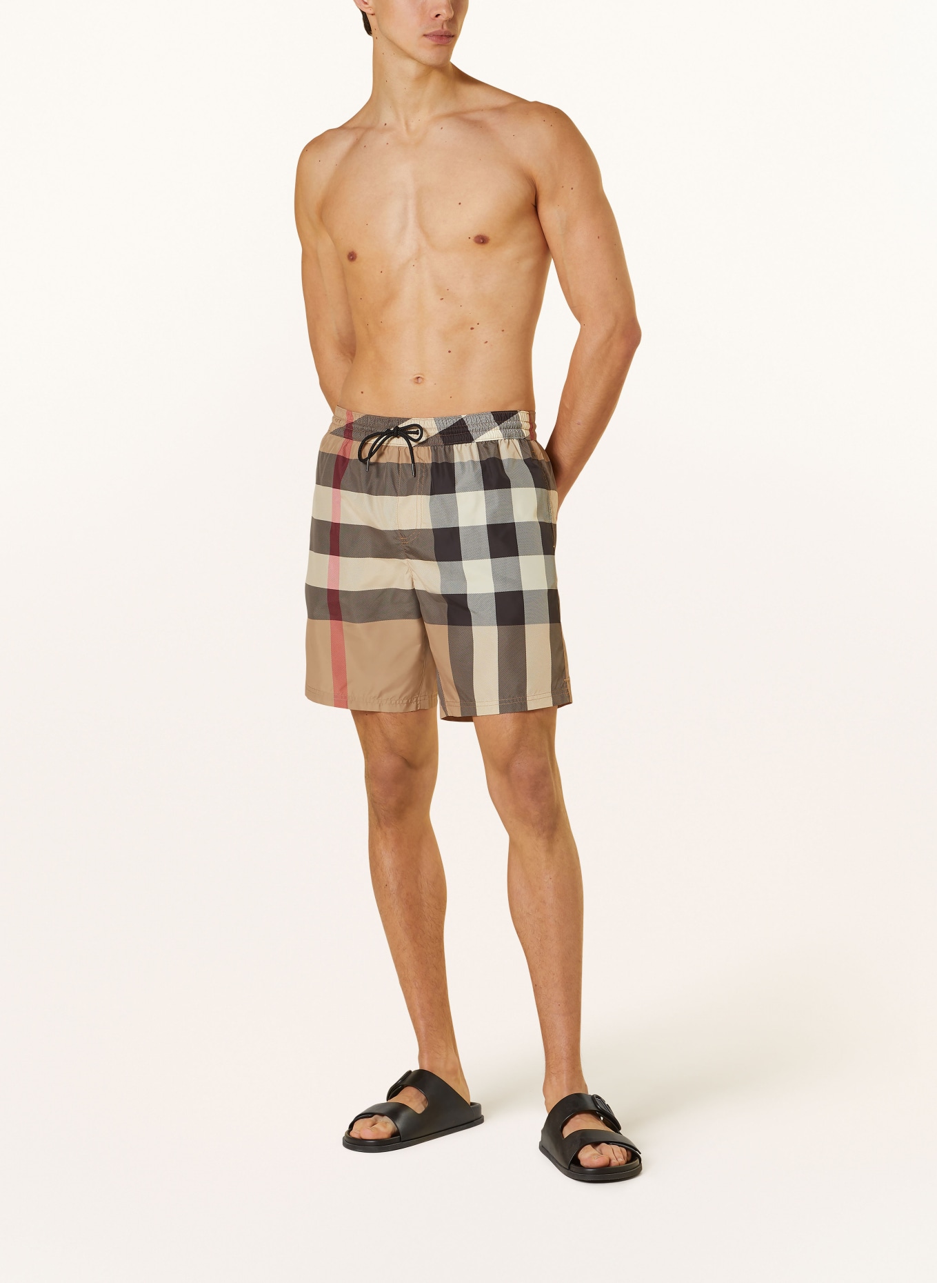 BURBERRY Swim shorts, Color: BEIGE/ BLACK/ RED (Image 2)
