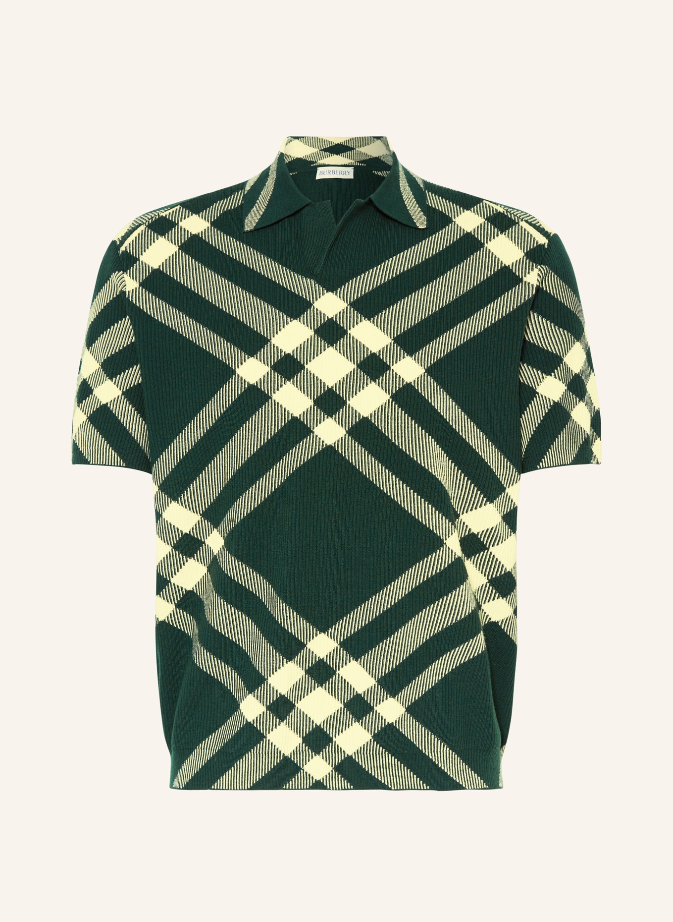 BURBERRY Strick-Poloshirt DAFFODIL Classic Fit, Farbe: DUNKELGRÜN/ HELLGELB (Bild 1)