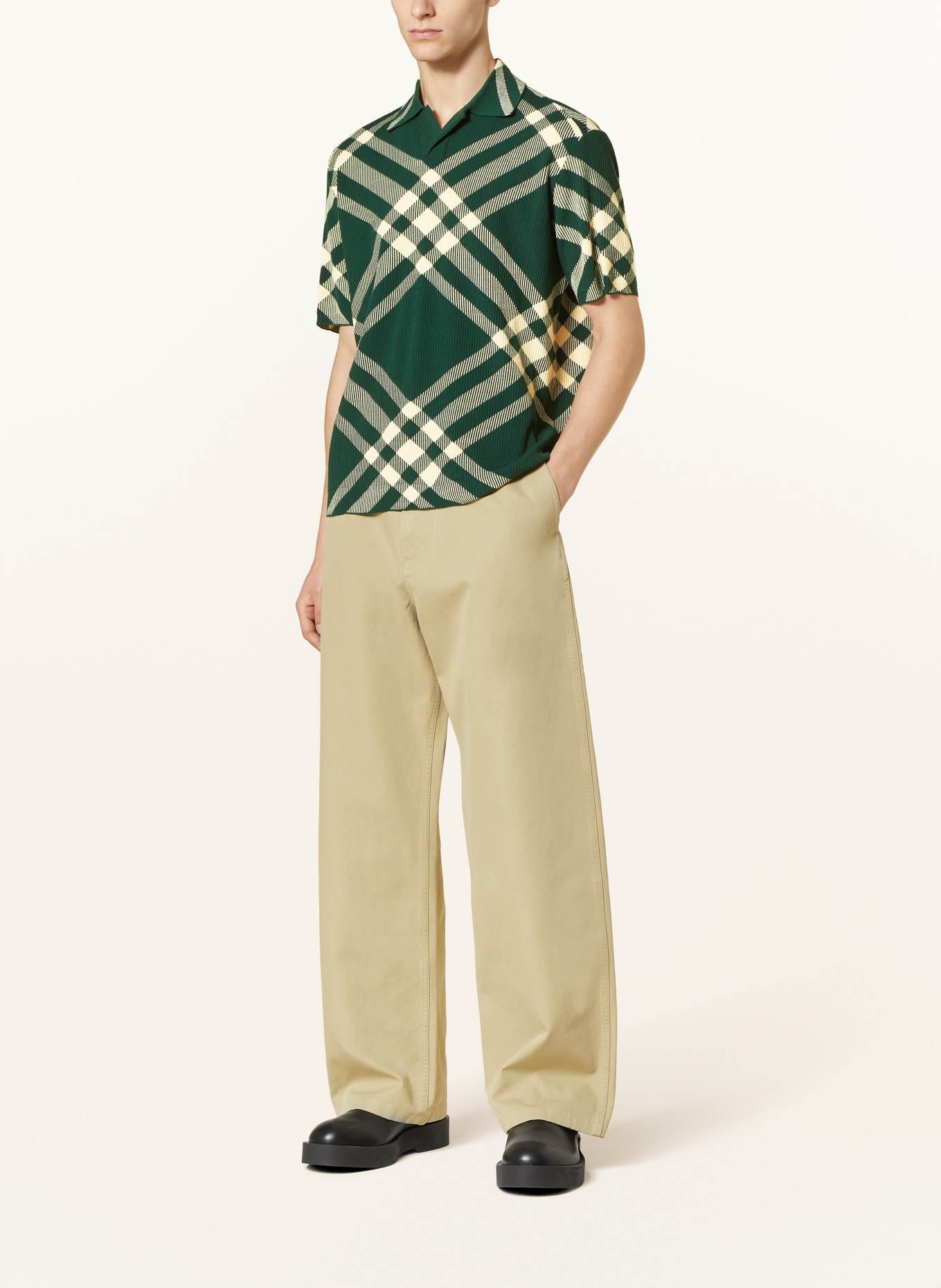 BURBERRY Knitted polo shirt DAFFODIL classic fit, Color: DARK GREEN/ LIGHT YELLOW (Image 2)
