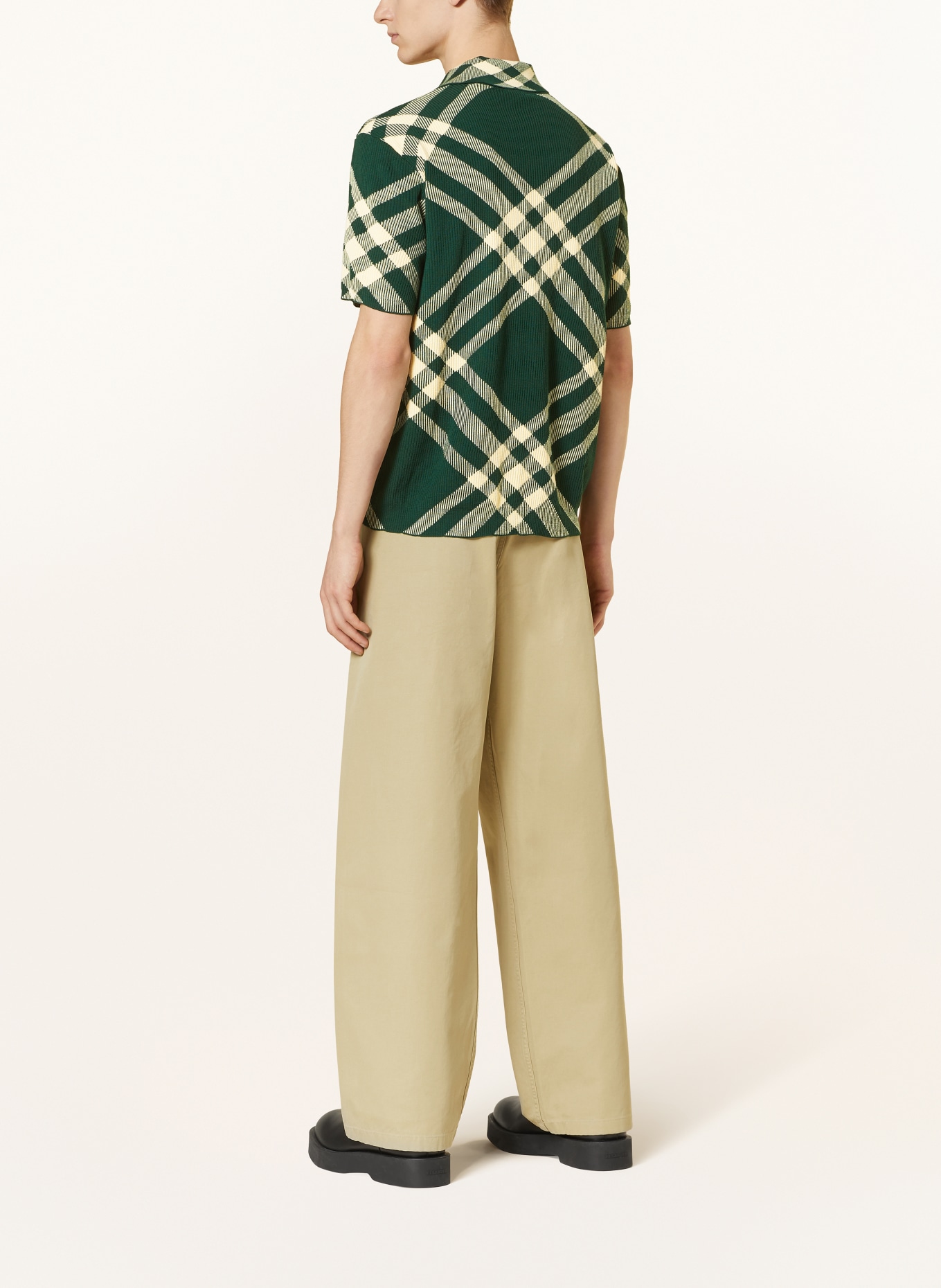 BURBERRY Knitted polo shirt DAFFODIL classic fit, Color: DARK GREEN/ LIGHT YELLOW (Image 3)