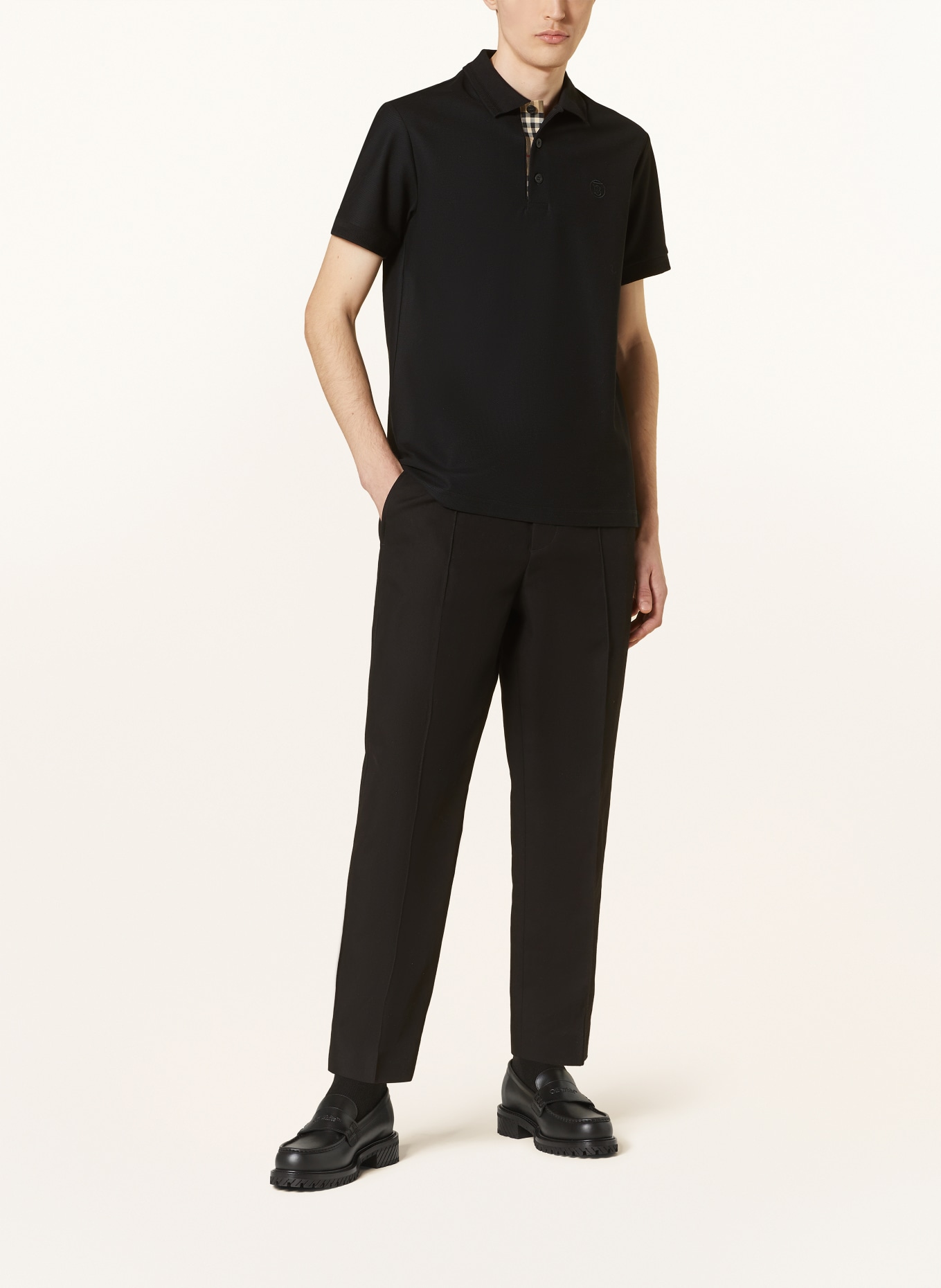 BURBERRY Piqué polo shirt EDDIE, Color: BLACK (Image 2)