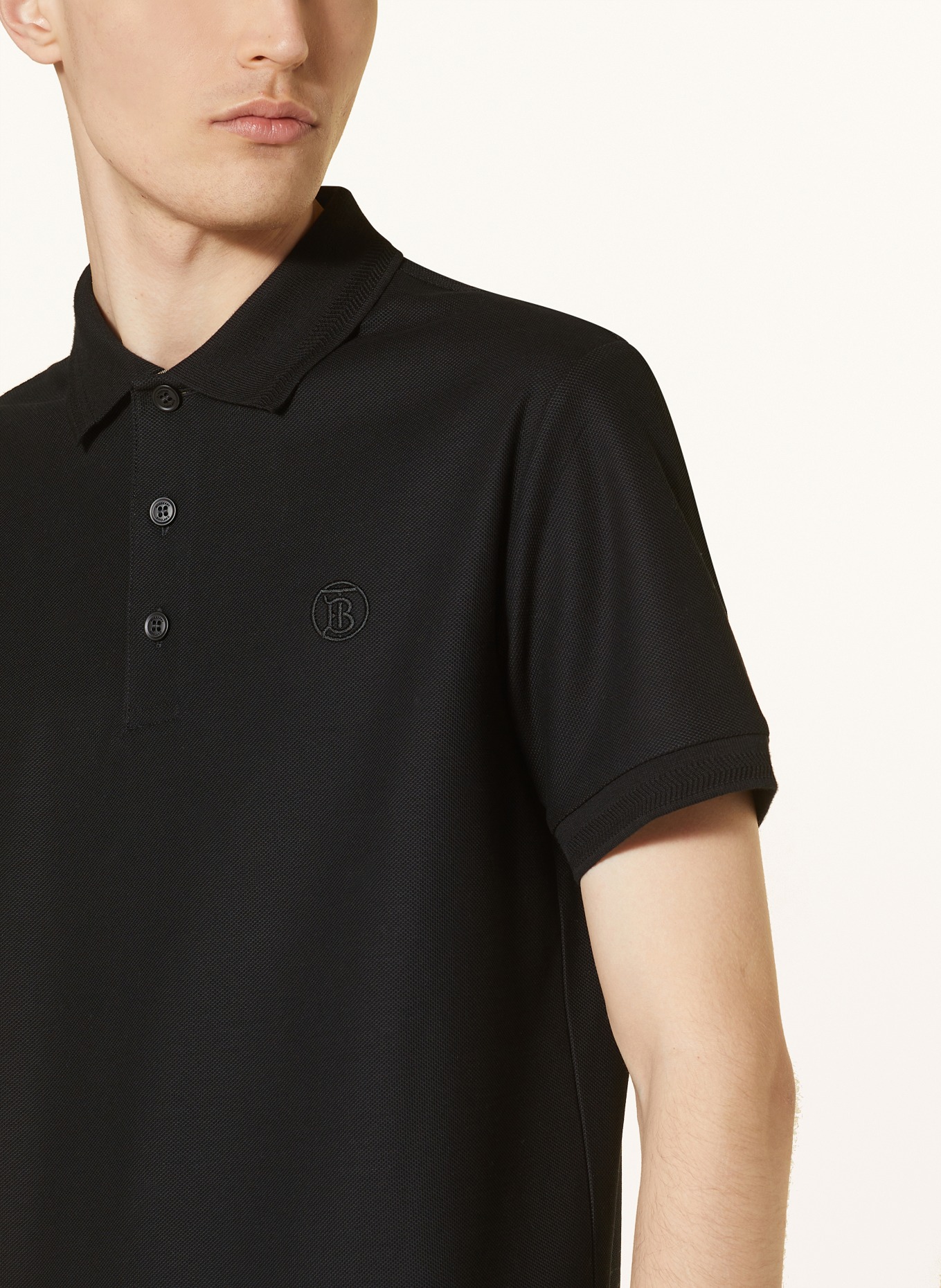 BURBERRY Piqué polo shirt EDDIE, Color: BLACK (Image 4)