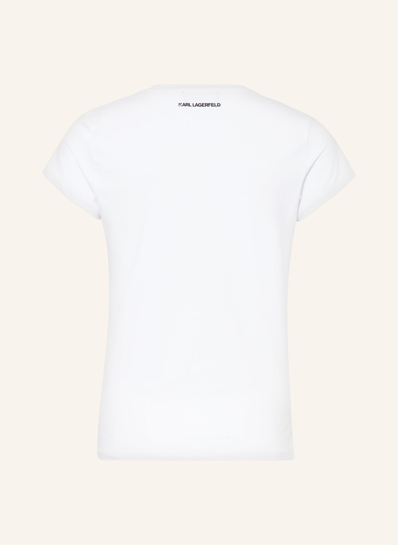 KARL LAGERFELD KIDS T-shirt z obszyciem ozdobnymi kamykami, Kolor: BIAŁY (Obrazek 2)