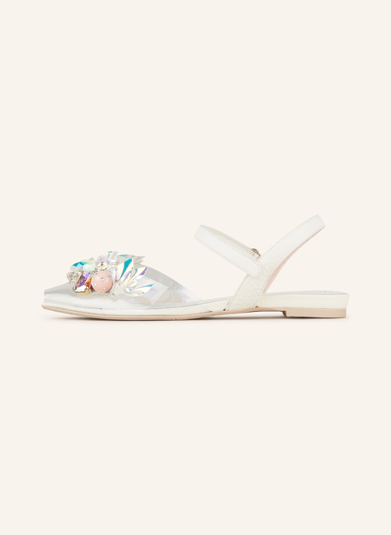 ras Sandals with decorative gems, Color: WHITE/ PINK/ SILVER (Image 4)