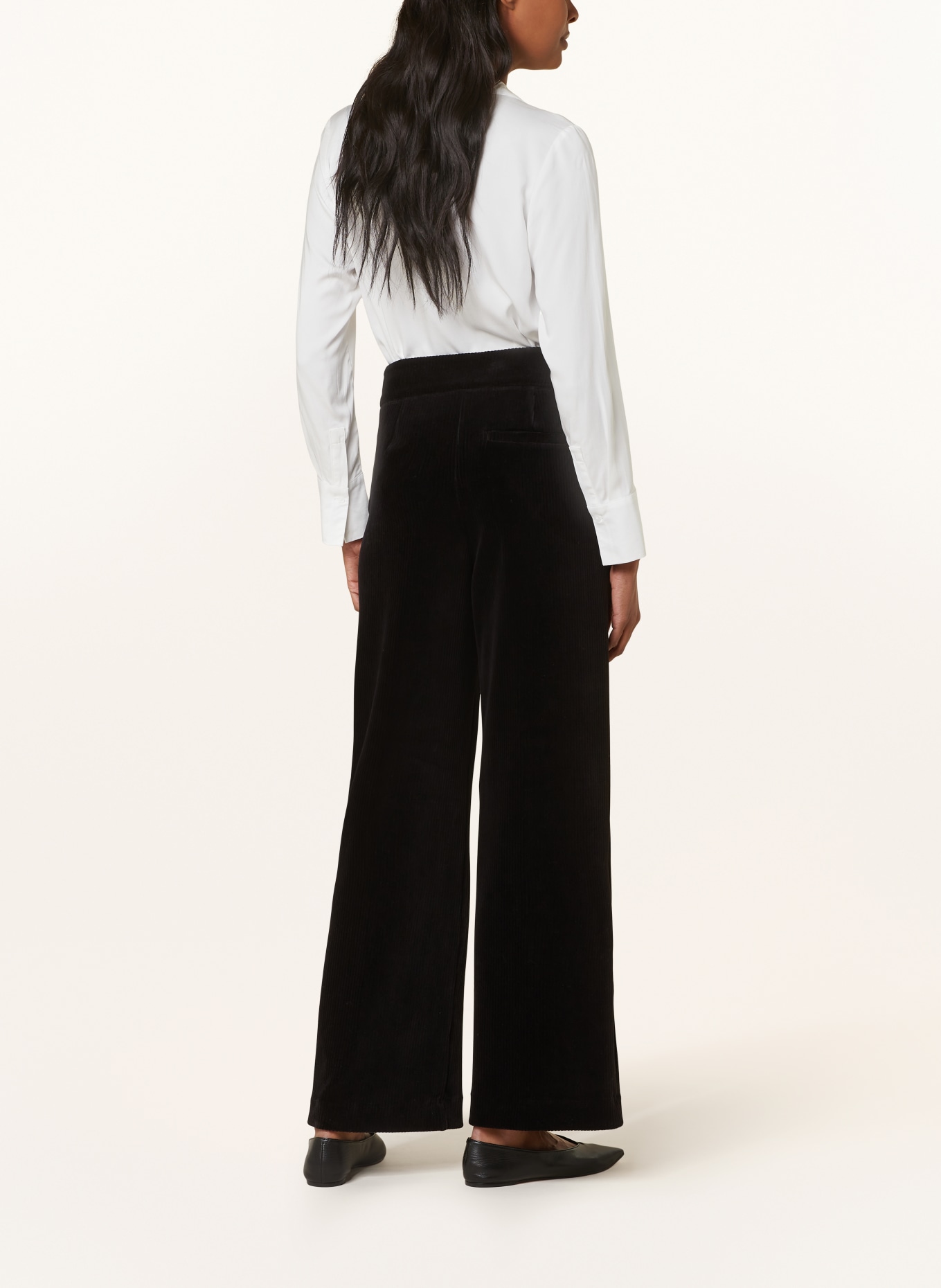 OPUS Wide leg trousers MOHNI made of corduroy, Color: BLACK (Image 3)