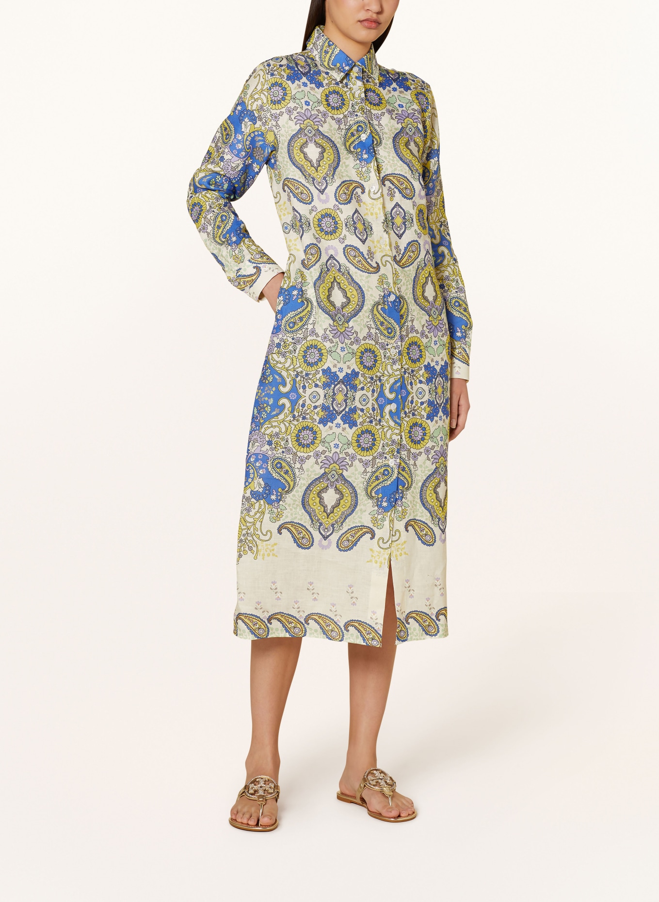 rossana diva Shirt dress KELLY made of linen, Color: WHITE/ BLUE/ YELLOW (Image 2)