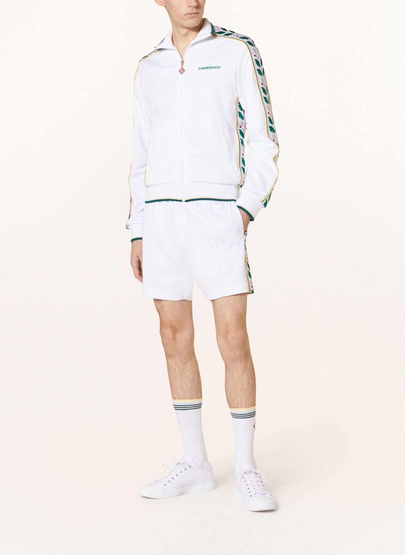 Casablanca Jersey shorts with tuxedo stripes, Color: WHITE (Image 2)