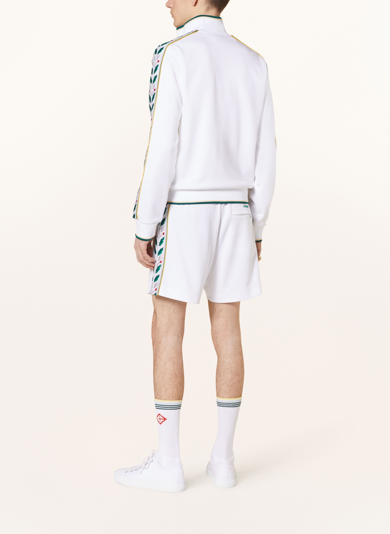 Casablanca Jersey shorts with tuxedo stripes, Color: WHITE (Image 3)