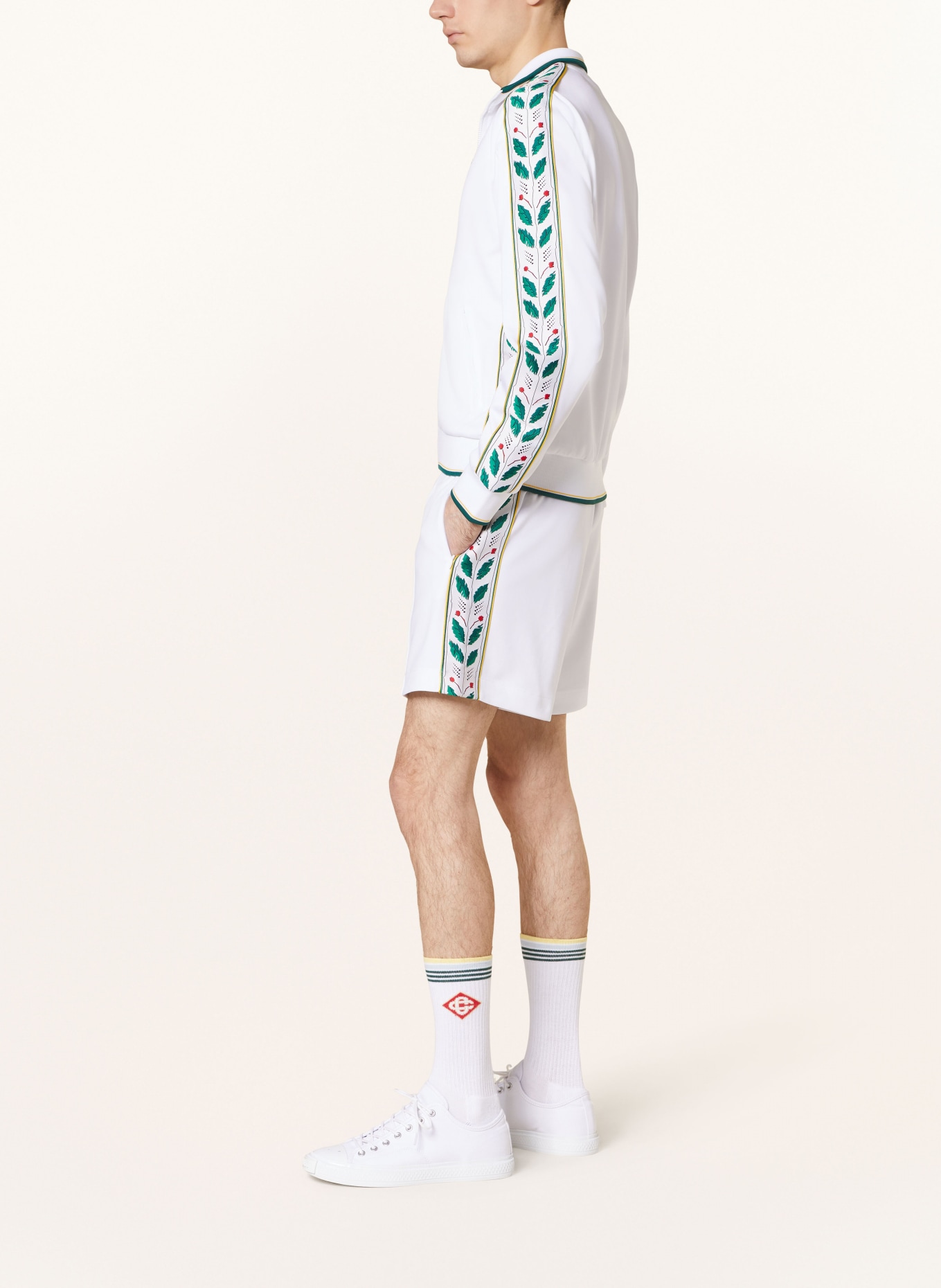 Casablanca Jersey shorts with tuxedo stripes, Color: WHITE (Image 4)