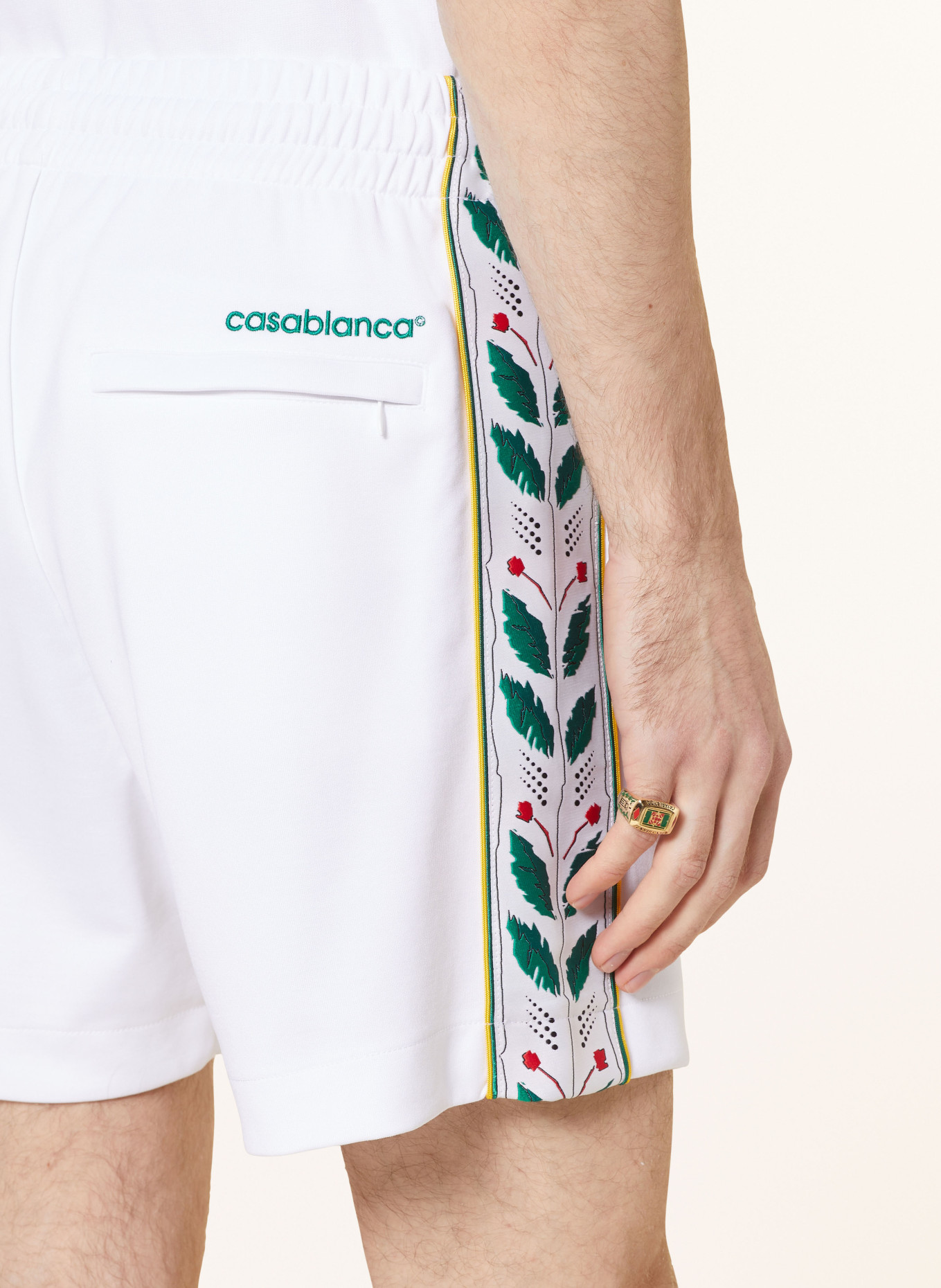 Casablanca Jersey shorts with tuxedo stripes, Color: WHITE (Image 6)