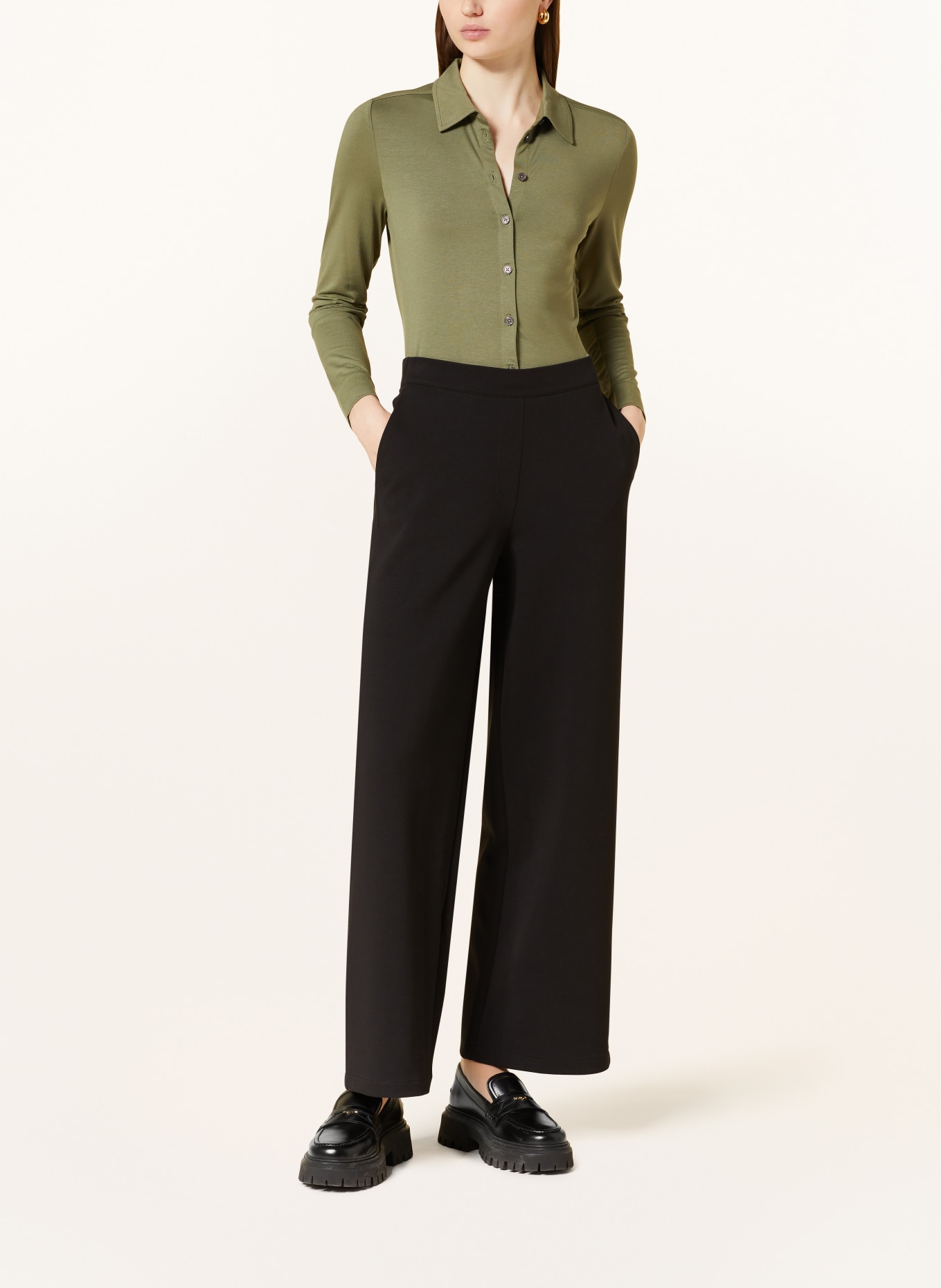 Marc O'Polo Wide leg trousers made of jersey, Color: BLACK (Image 2)