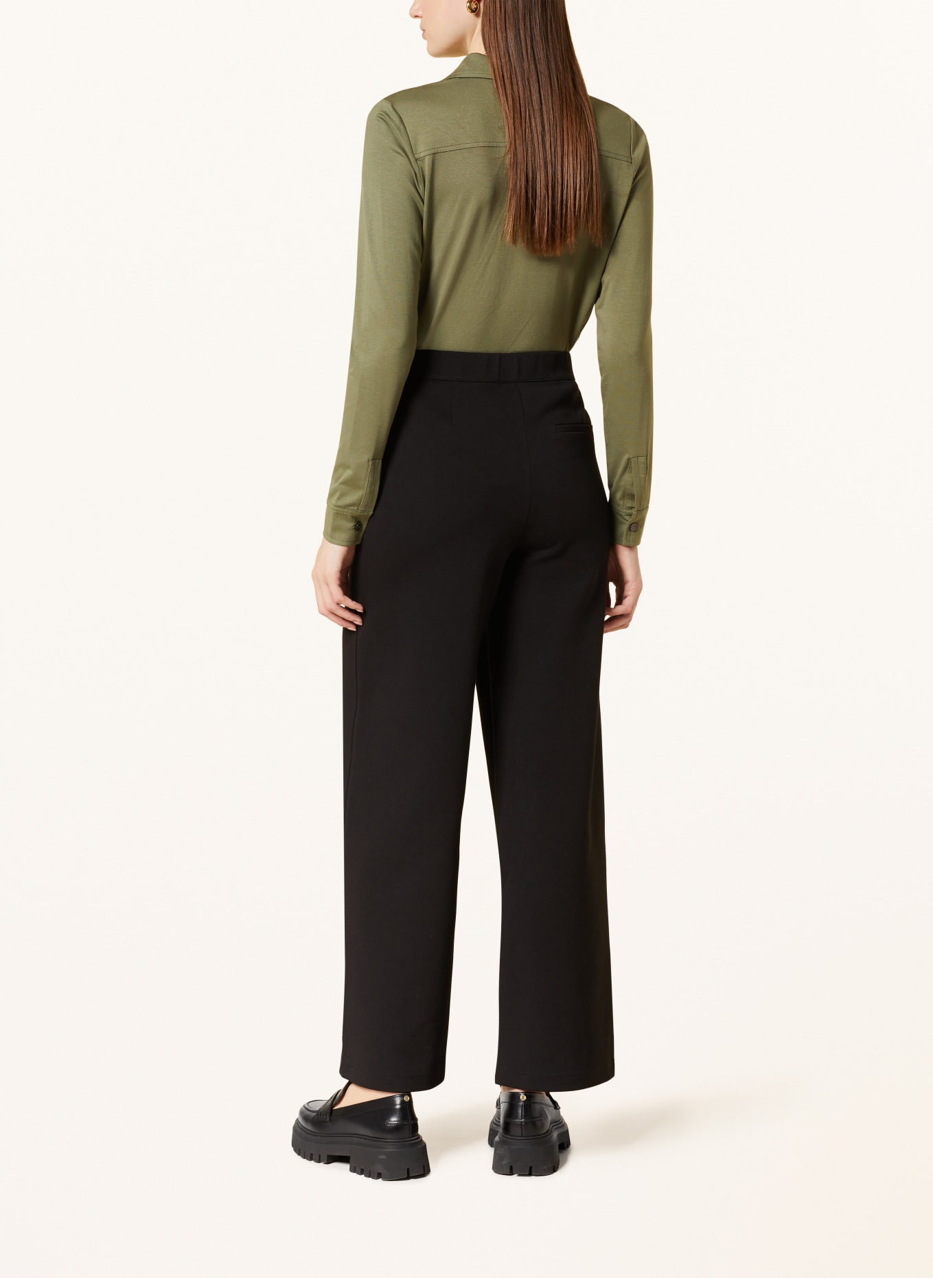 Marc O'Polo Wide leg trousers made of jersey, Color: BLACK (Image 3)