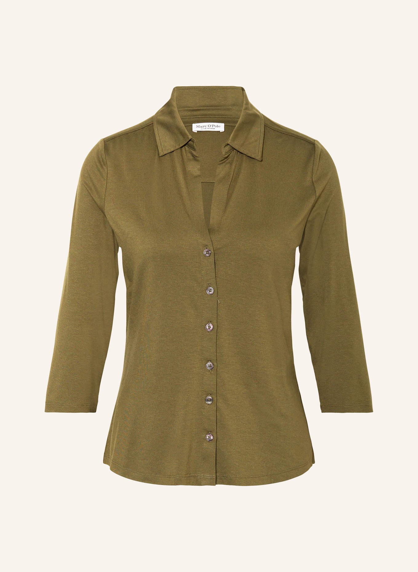 Marc O'Polo Jersey blouse with 3/4 sleeves, Color: OLIVE (Image 1)