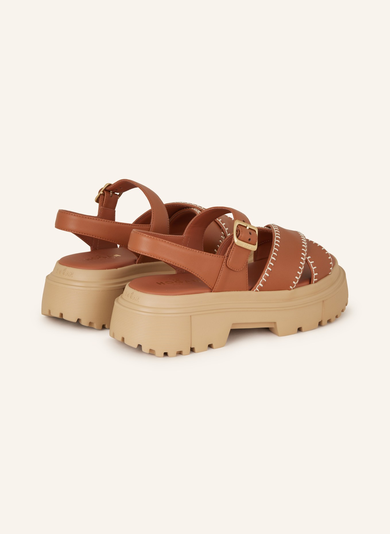 HOGAN Platform sandals, Color: BROWN (Image 2)