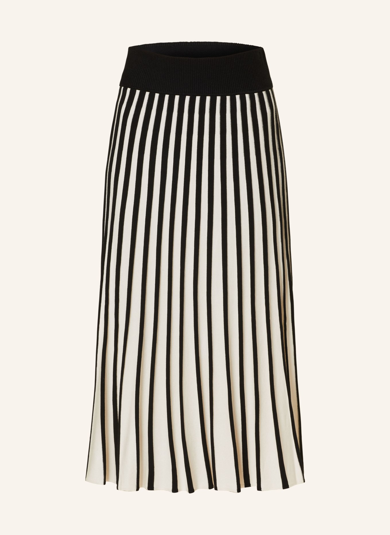 JOSEPH Pleated knit skirt, Color: BLACK/ CREAM (Image 1)