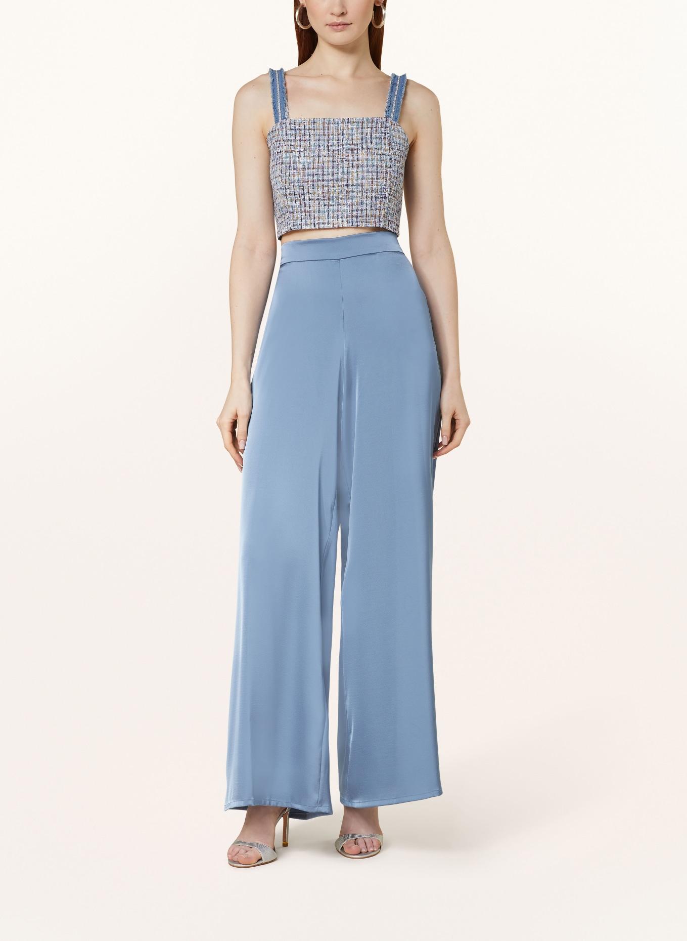 V by Vera Mont Satin trousers, Color: LIGHT BLUE (Image 2)