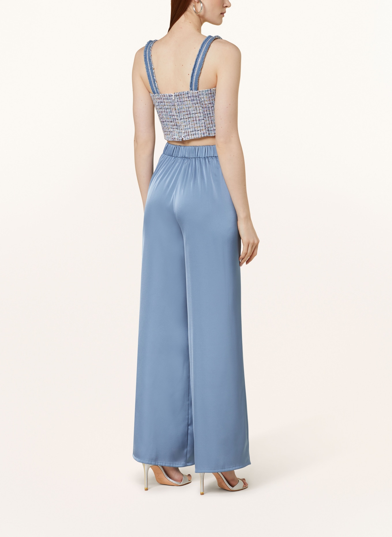 V by Vera Mont Satin trousers, Color: LIGHT BLUE (Image 3)