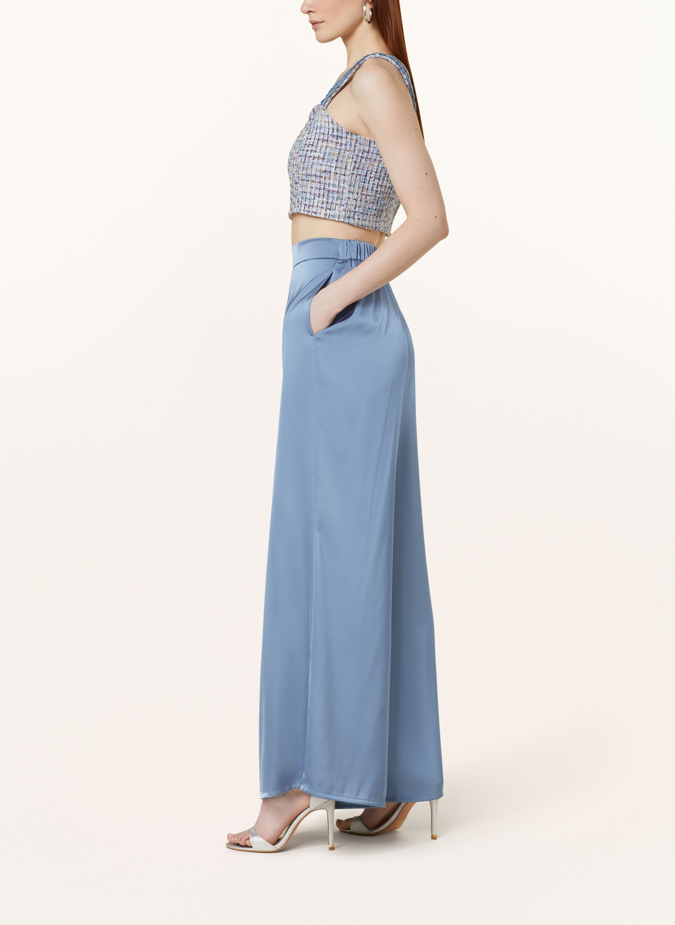 V by Vera Mont Satin trousers, Color: LIGHT BLUE (Image 4)