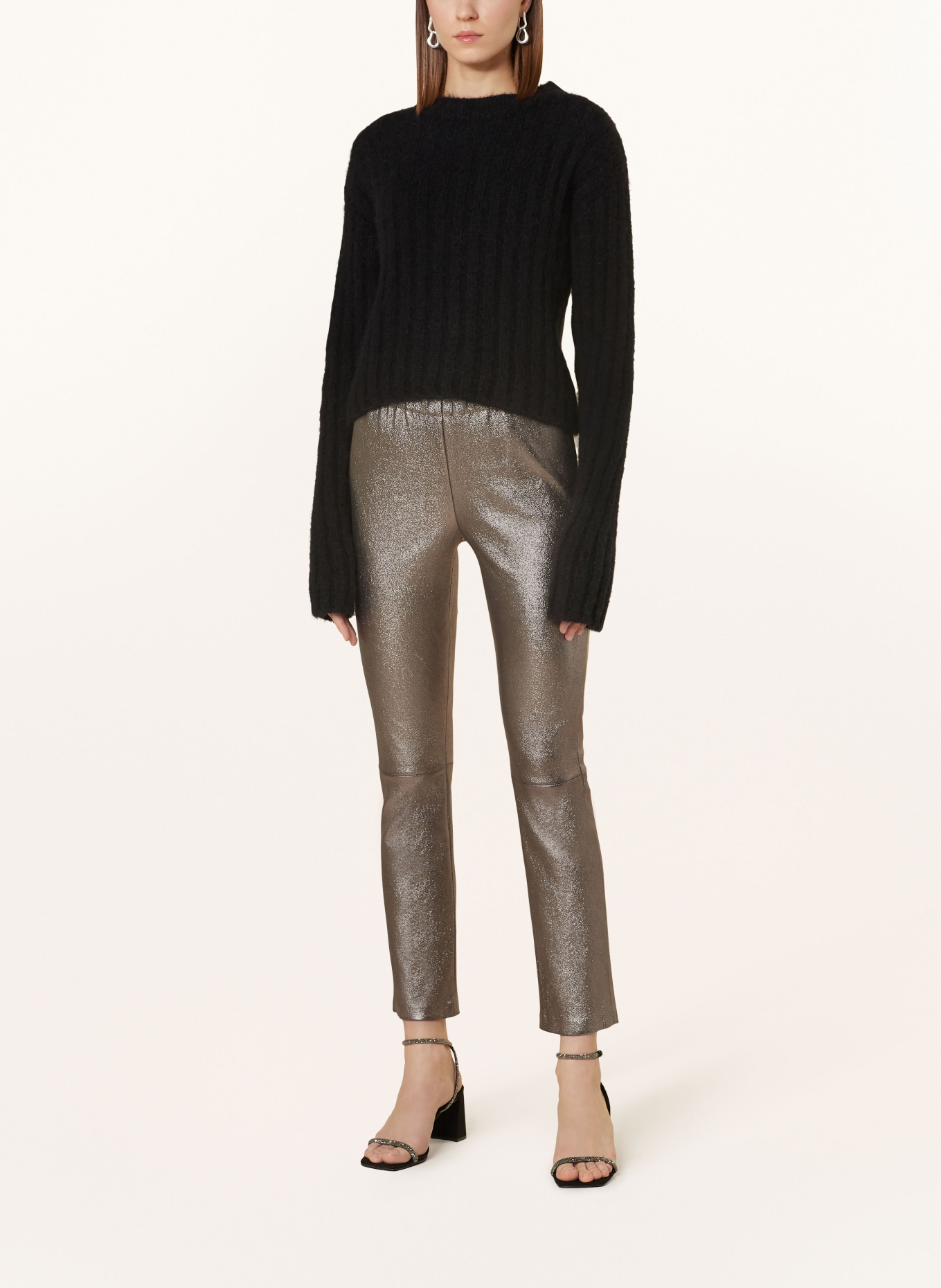MRS & HUGS Leather trousers, Color: SILVER (Image 2)