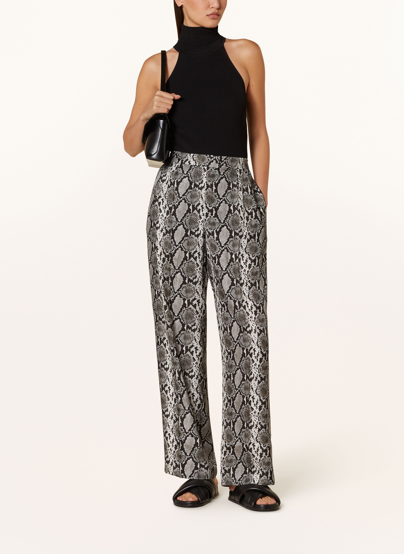 rag & bone Wide leg trousers LACEY with silk, Color: BLACK/ WHITE/ GRAY (Image 2)