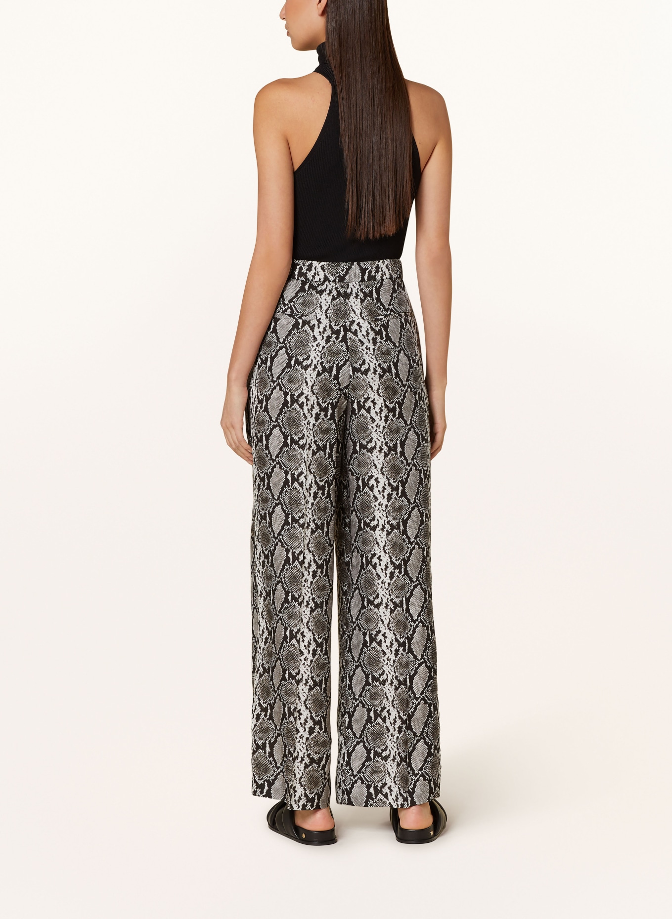 rag & bone Wide leg trousers LACEY with silk, Color: BLACK/ WHITE/ GRAY (Image 3)