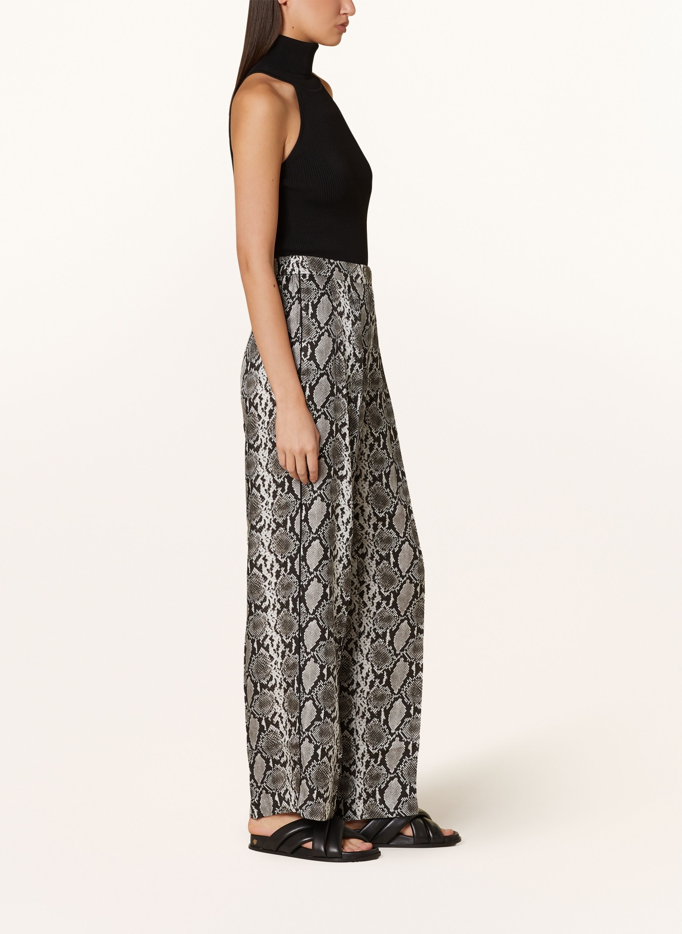 rag & bone Wide leg trousers LACEY with silk, Color: BLACK/ WHITE/ GRAY (Image 4)