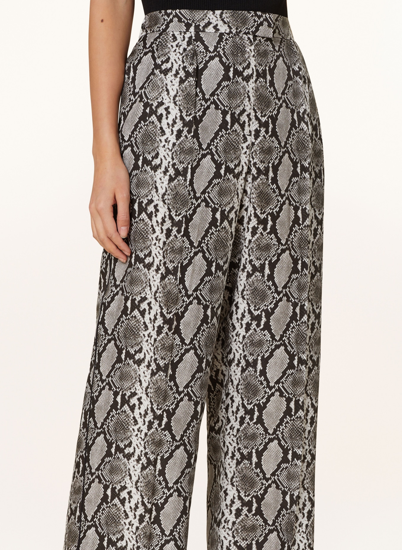 rag & bone Wide leg trousers LACEY with silk, Color: BLACK/ WHITE/ GRAY (Image 5)