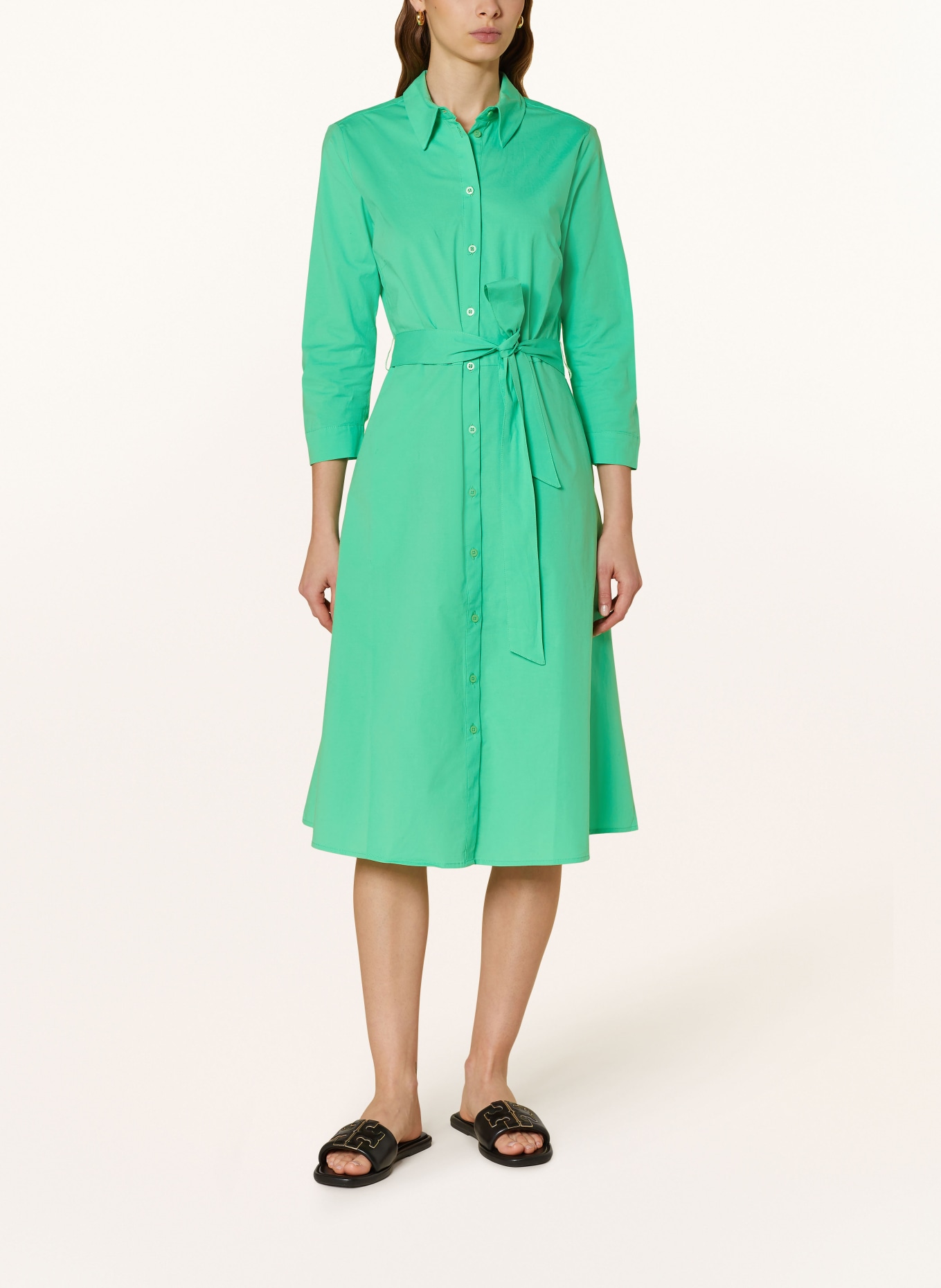 MORE & MORE Shirt dress with 3/4 sleeves, Color: GREEN (Image 2)