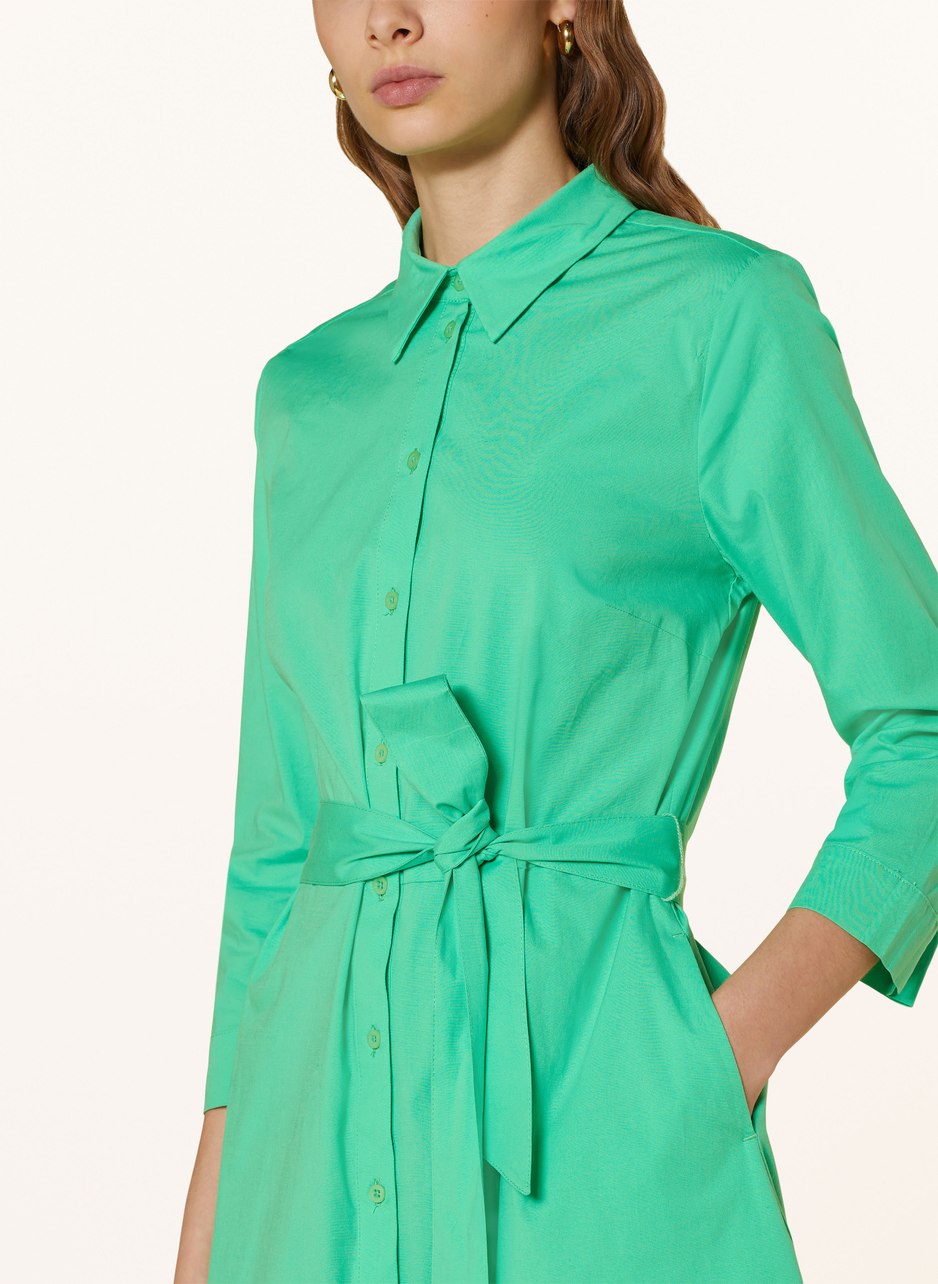 MORE & MORE Shirt dress with 3/4 sleeves, Color: GREEN (Image 4)