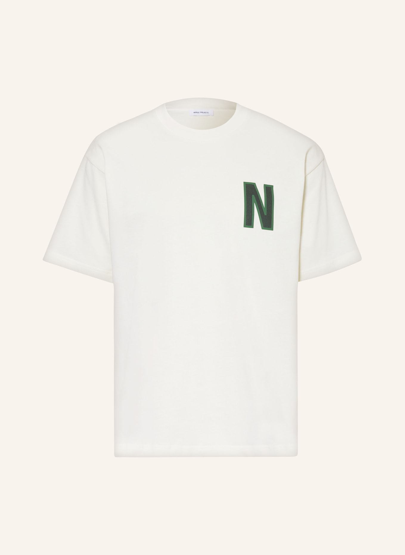 NORSE PROJECTS T-shirt SIMON, Kolor: ECRU/ ZIELONY (Obrazek 1)