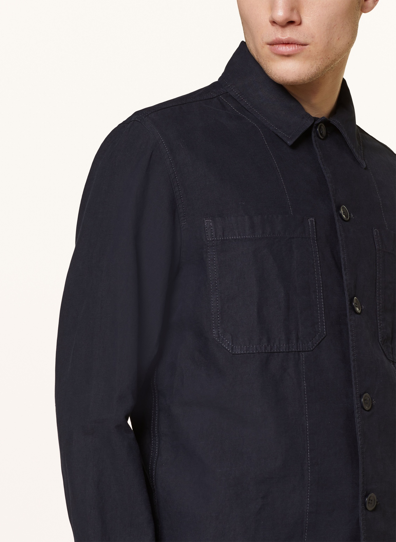 NORSE PROJECTS Overshirt TYGE with linen, Color: DARK BLUE (Image 4)