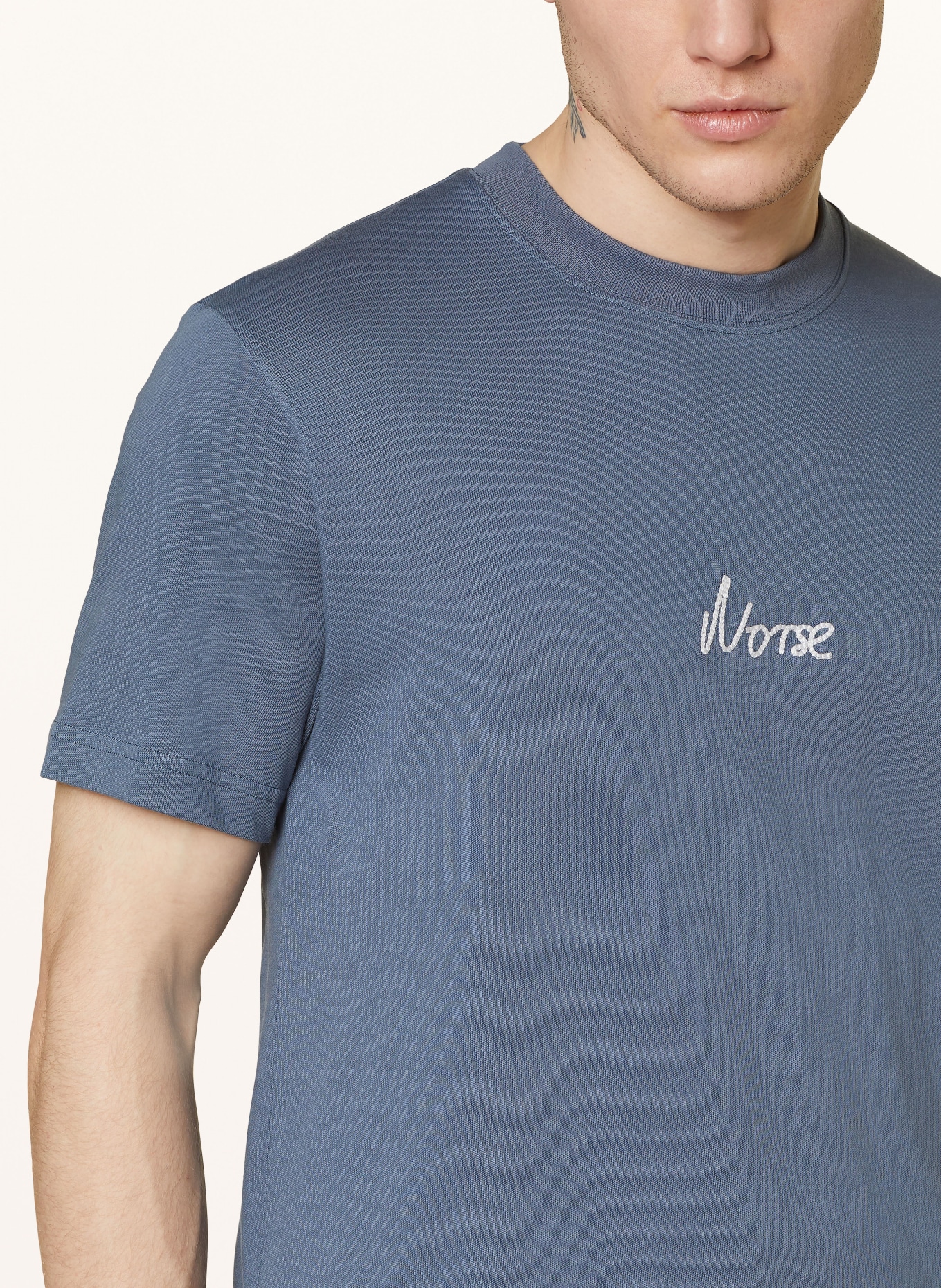 NORSE PROJECTS T-shirt JOHANNES, Kolor: NIEBIESKI (Obrazek 4)
