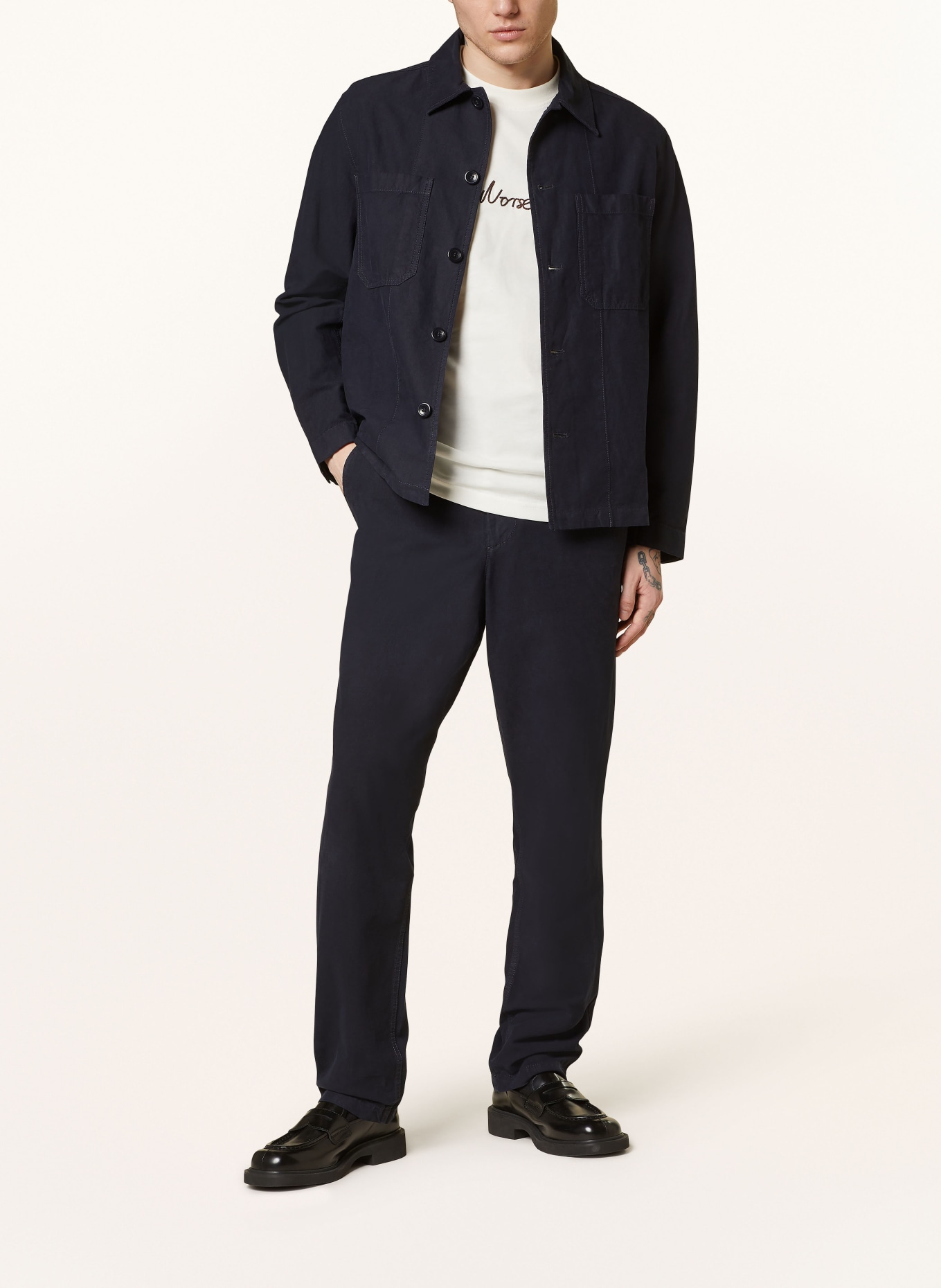 NORSE PROJECTS Chinos EZRA relaxed fit with linen, Color: DARK BLUE (Image 2)