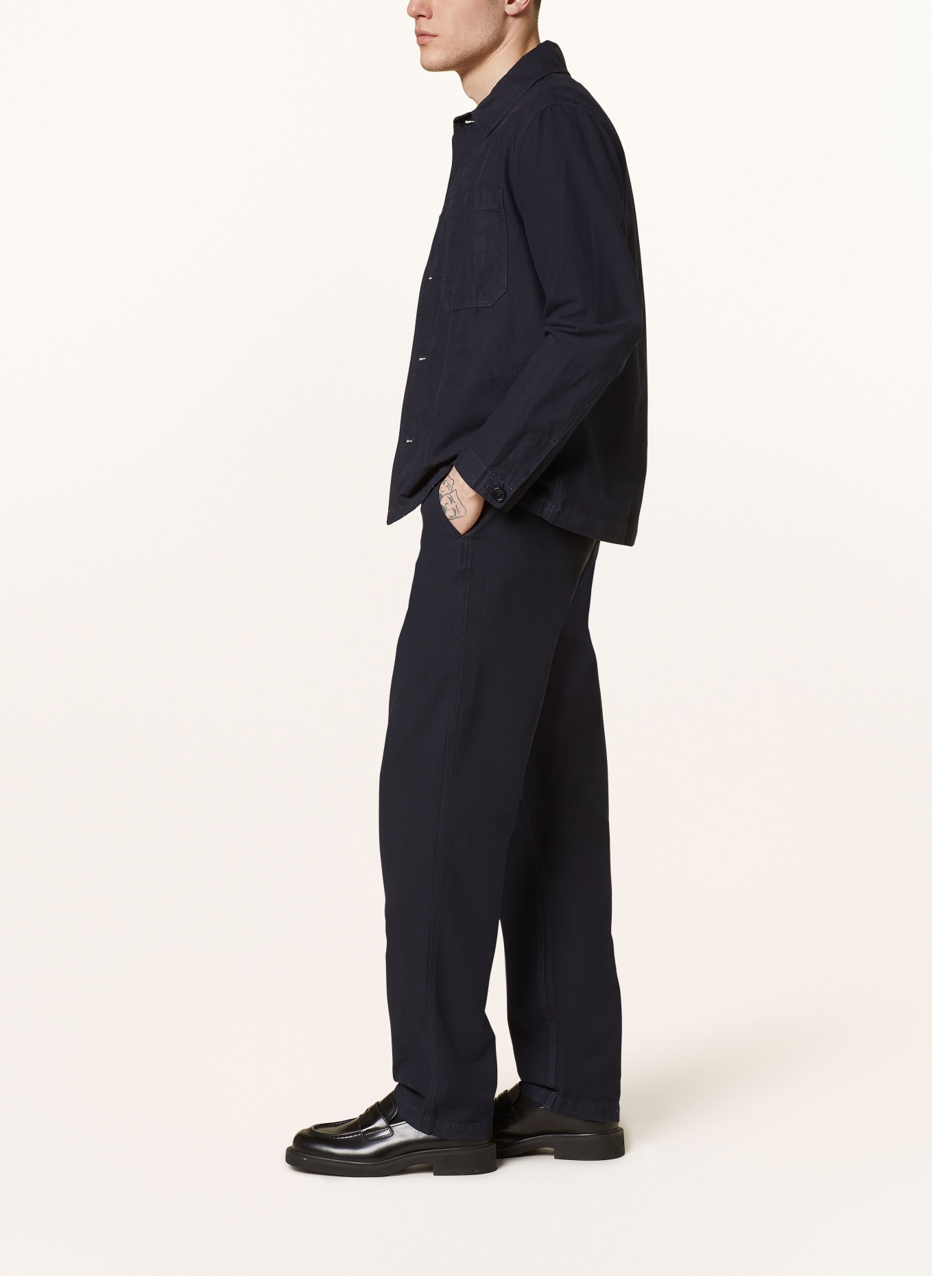 NORSE PROJECTS Chinos EZRA relaxed fit with linen, Color: DARK BLUE (Image 4)