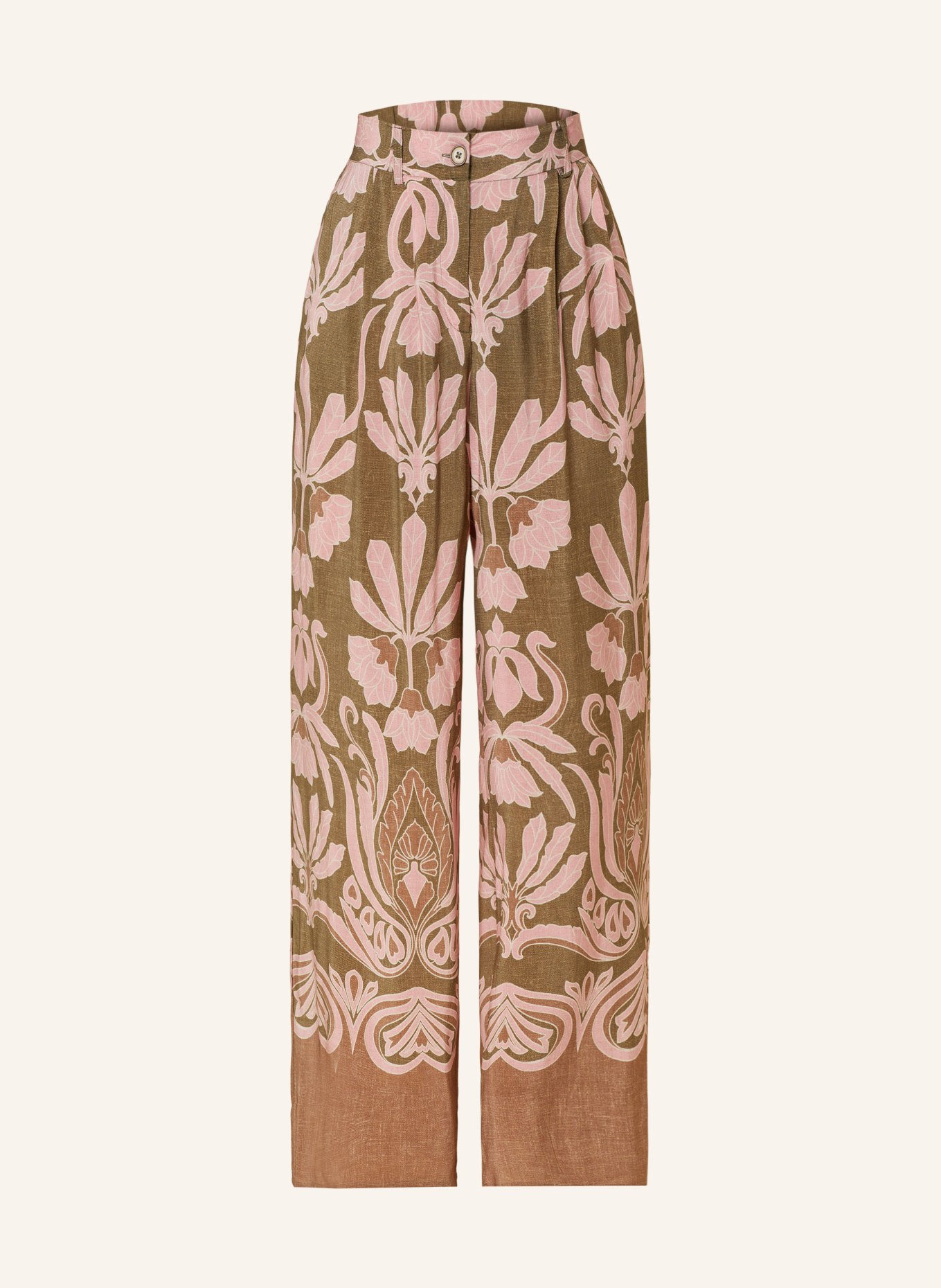 MORE & MORE Wide leg trousers, Color: OLIVE/ PINK/ WHITE (Image 1)