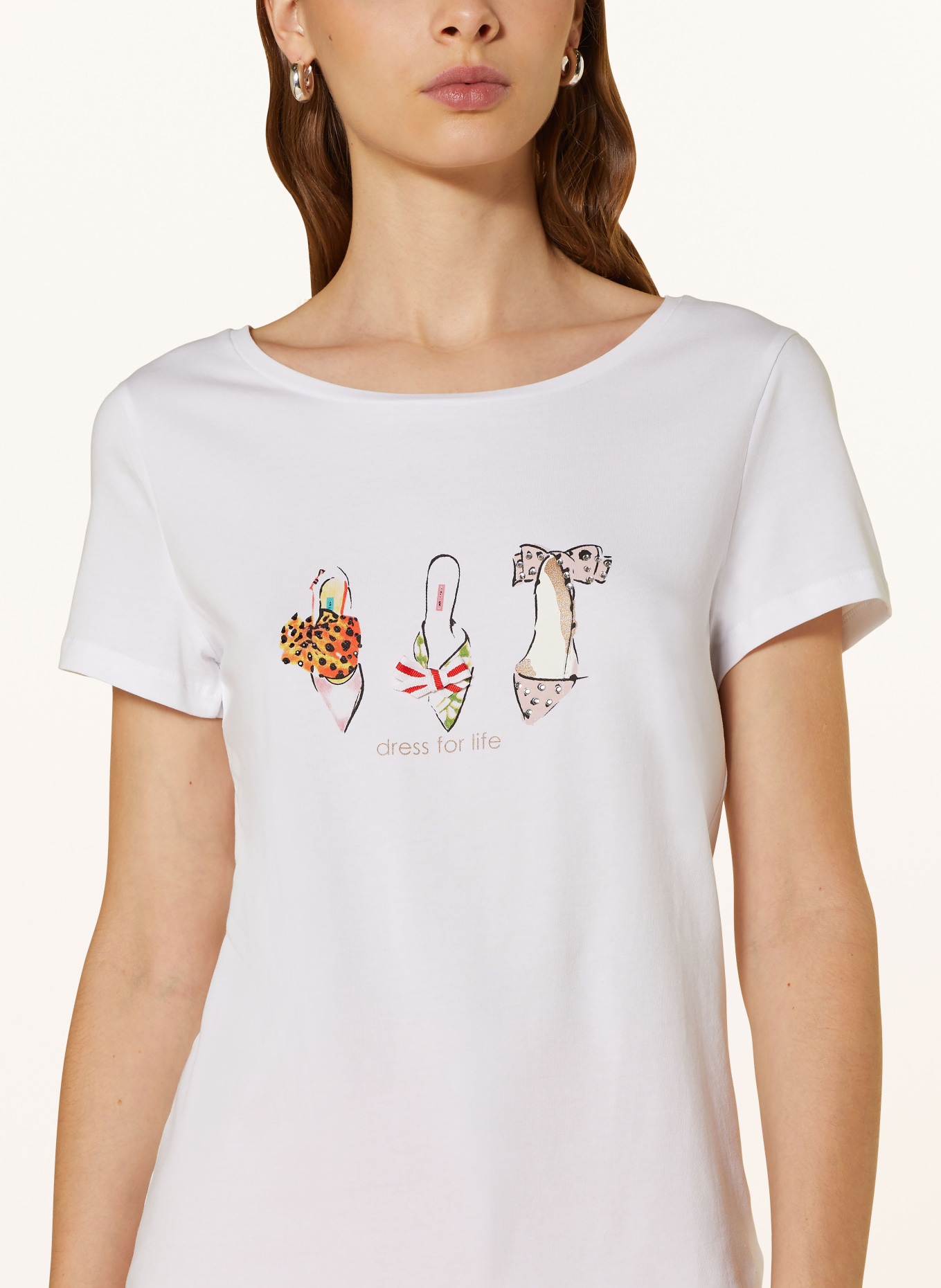 MORE & MORE T-shirt with decorative gems, Color: WHITE (Image 4)