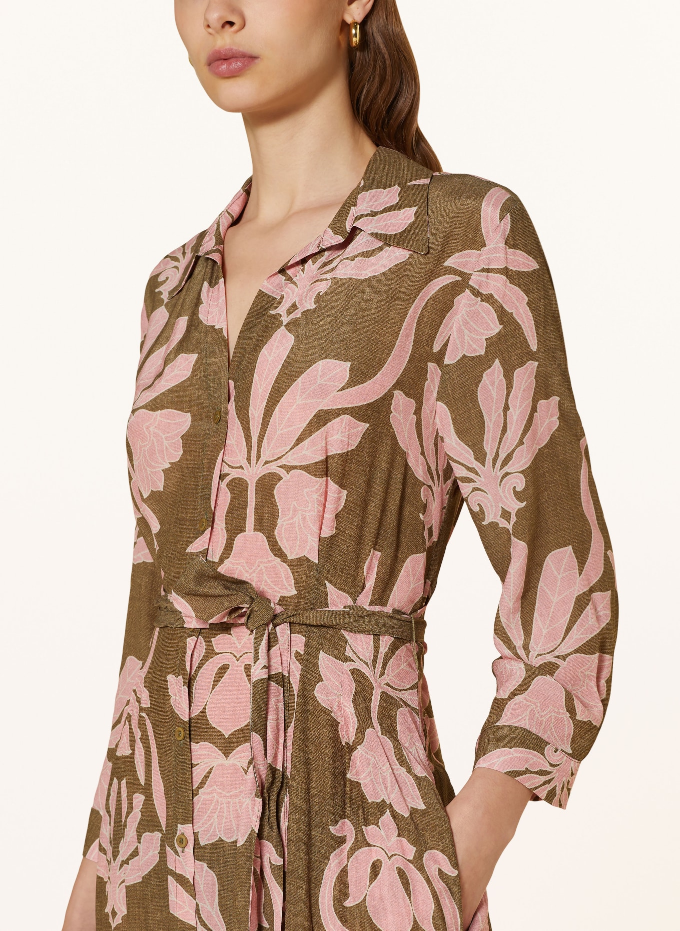 MORE & MORE Hemdblusenkleid, Farbe: OLIV/ ROSA (Bild 4)