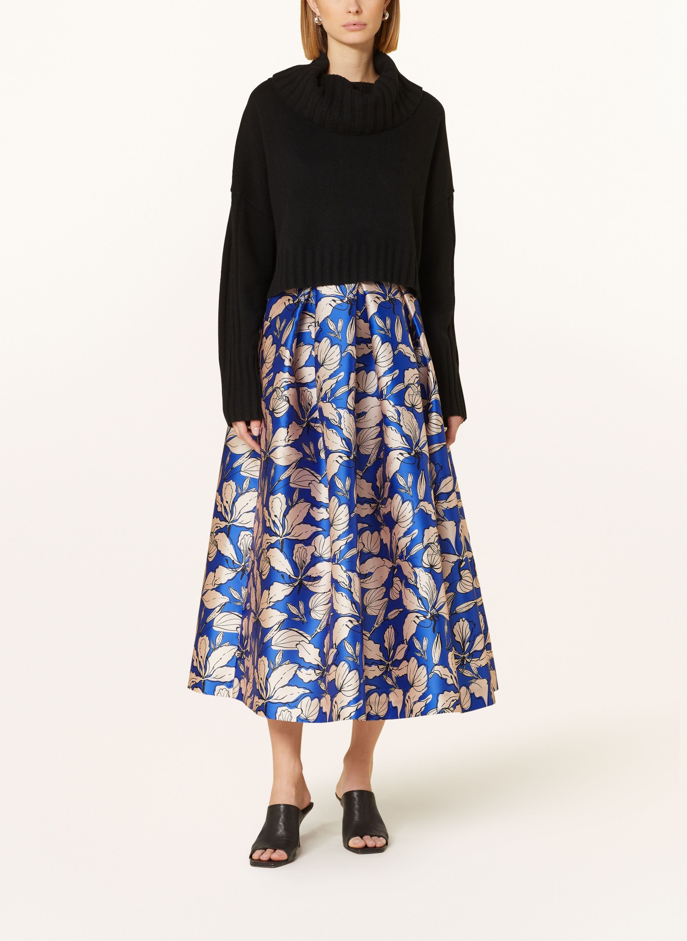 LUNATICA MILANO Pleated skirt, Color: BLUE/ CREAM/ BLACK (Image 2)