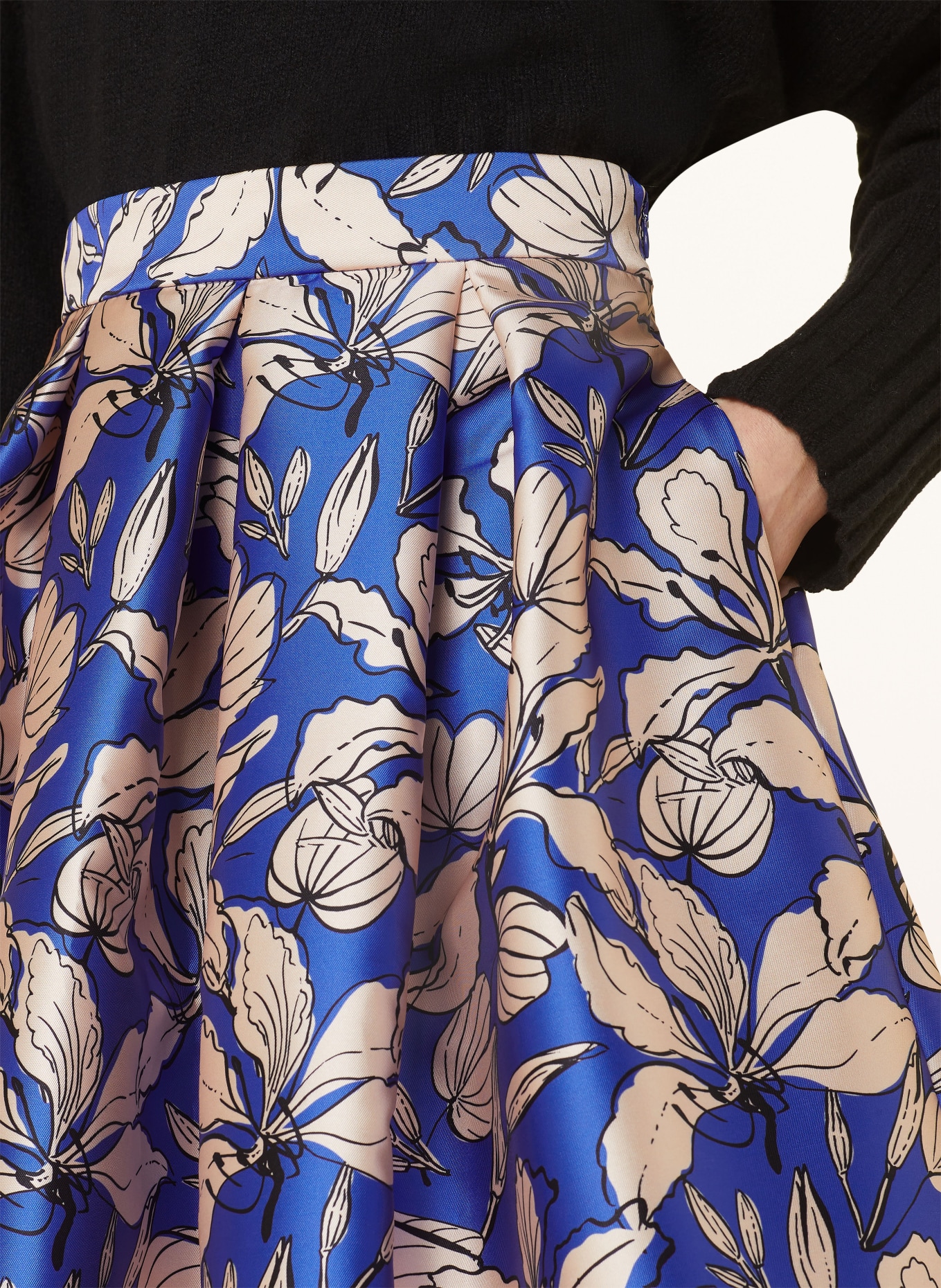 LUNATICA MILANO Pleated skirt, Color: BLUE/ CREAM/ BLACK (Image 4)
